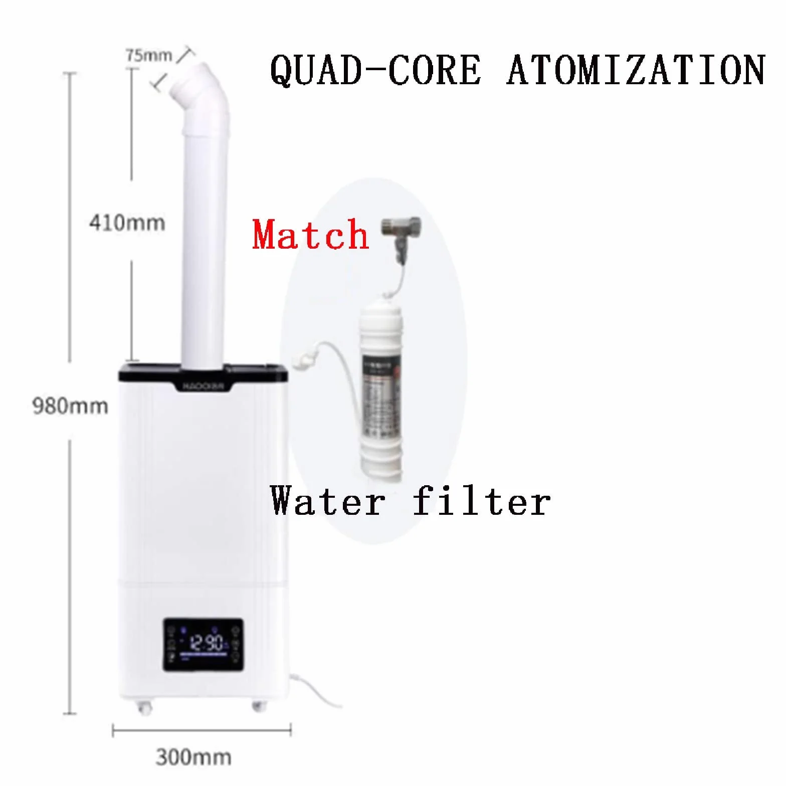 Humidificador, humidificador Comercial, humidificadores para Dormitorio, humidificador de Aire, 3 Modos de Niebla y Apagado automático, Muy silencioso para Office Hom