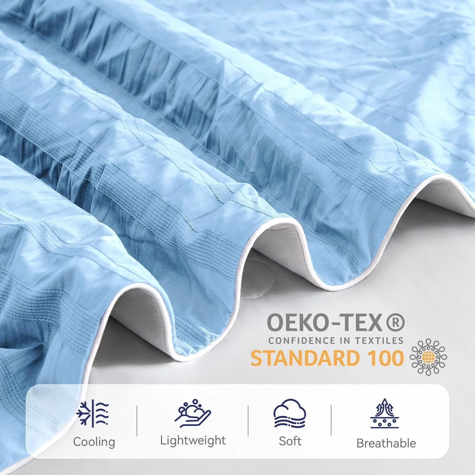 IKALIFE Manta Refrescante para Personas - Manta Fria Verano para Sofa Cama Q-MAX>0.5 Cooling Blanket Sabana Refrescante Enfriamiento Refrigerante Mantas Fresca Verano Azul 200x220 cm