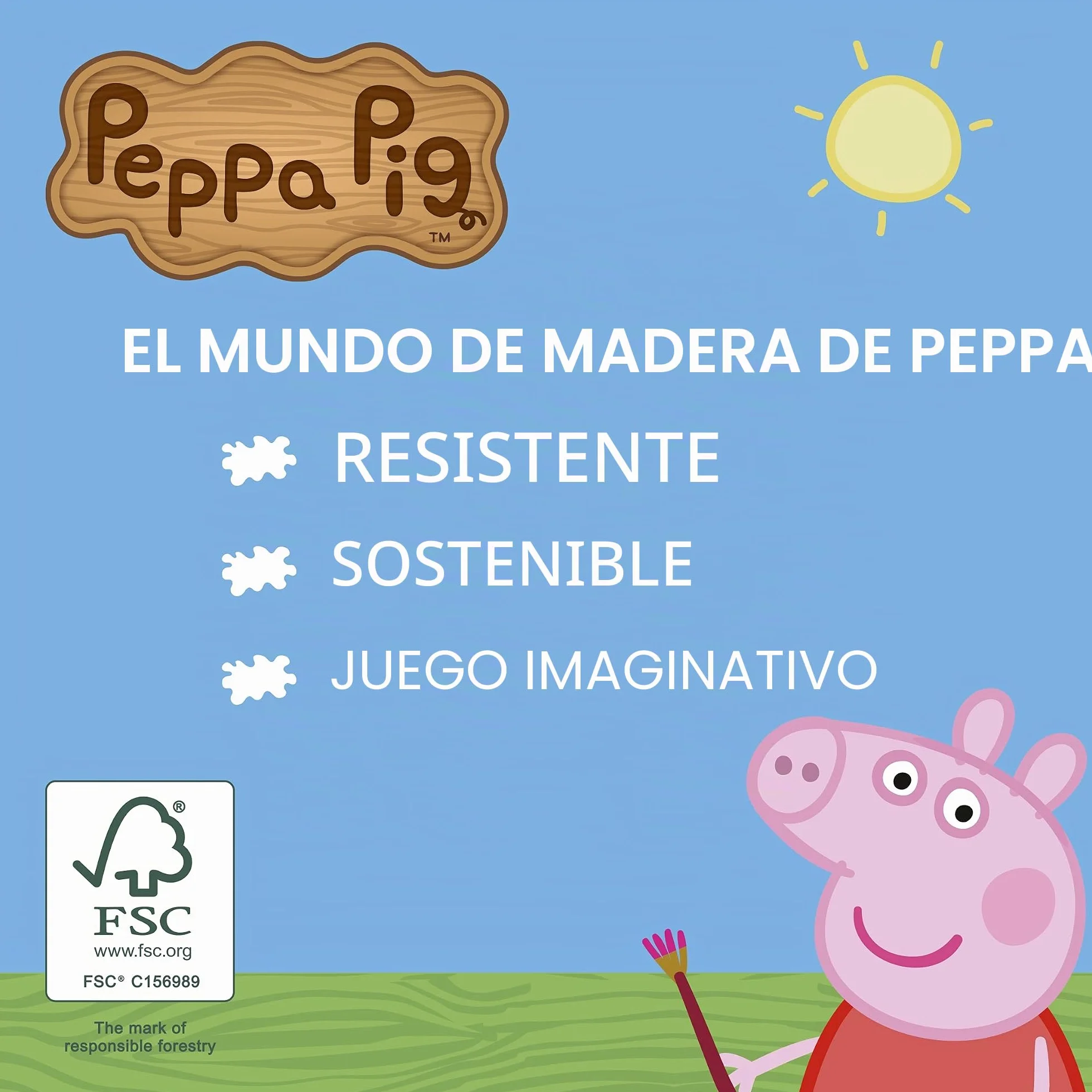 Peppa Pig Wooden Play Desk with Chalk Board and Storage Compartment FSC Certified