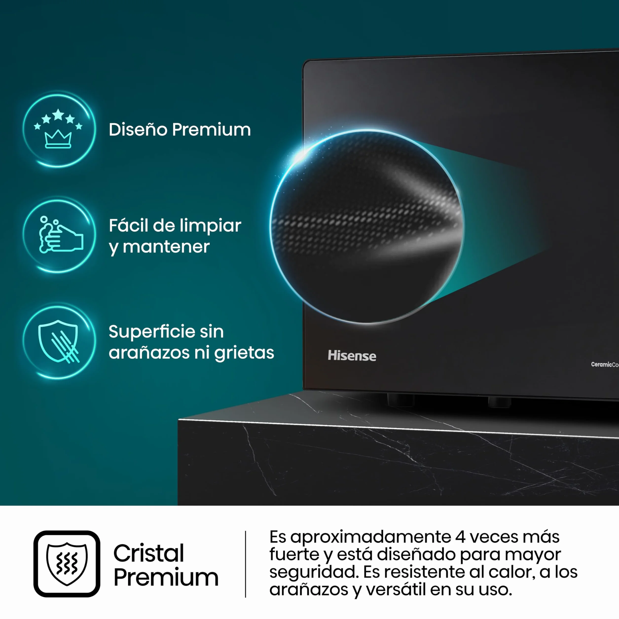 Hisense Microondas Digital con Grill 23L 800W Revestimiento Cerámico 10 Niveles de Potencia
