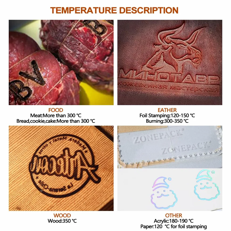 ZONESUN Logotipo personalizado Máquina de estampado en caliente Sello de cuero Prensa de calor Embosser (4"x4")