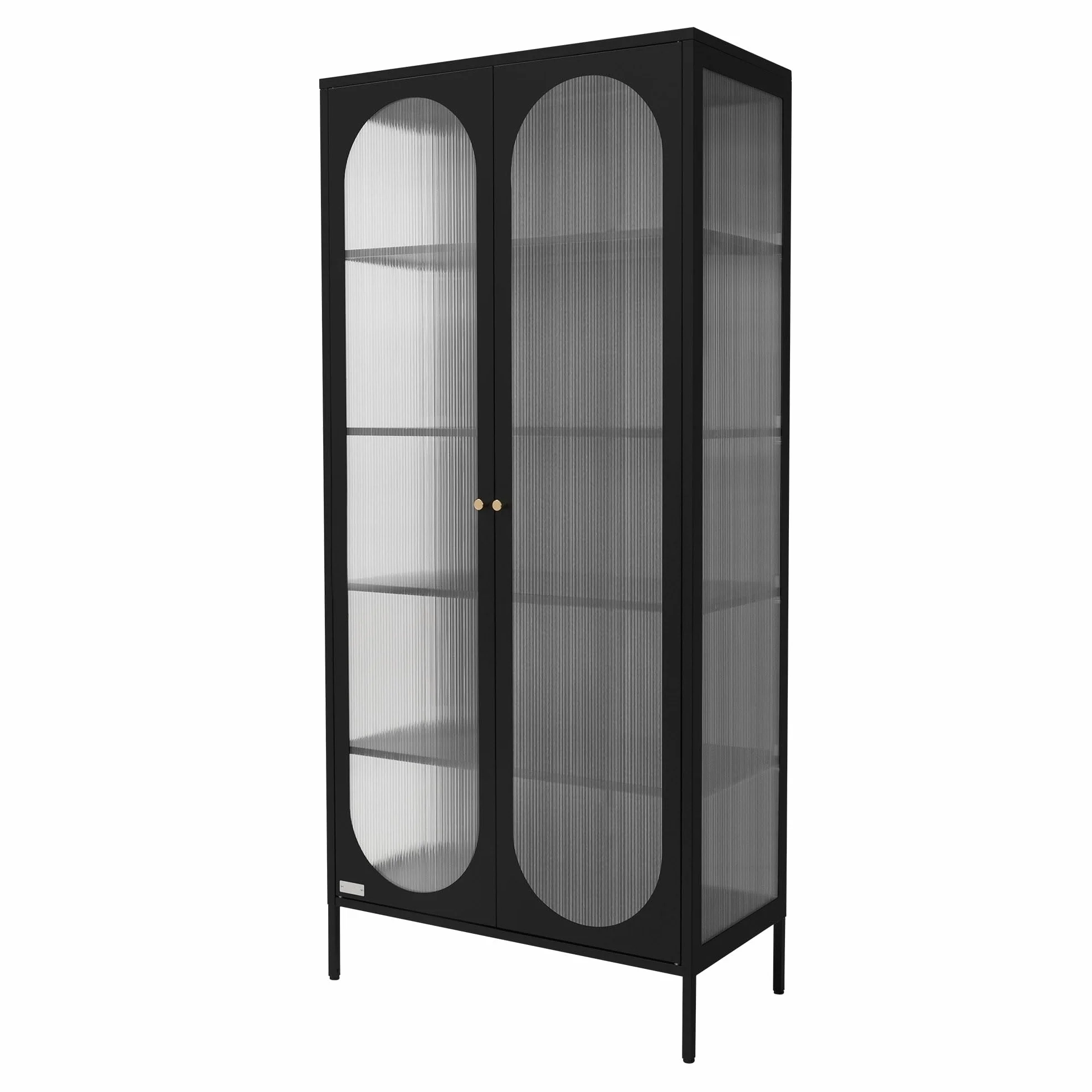 ML-Design Vitrina de Salón 85x175x40 cm Negra, Armario de Acero con 5 Estantes de Almacenamiento y 2 Puertas, Estilo Industrial, Estantería Archivador Mueble de Metal para Hogar o Oficina