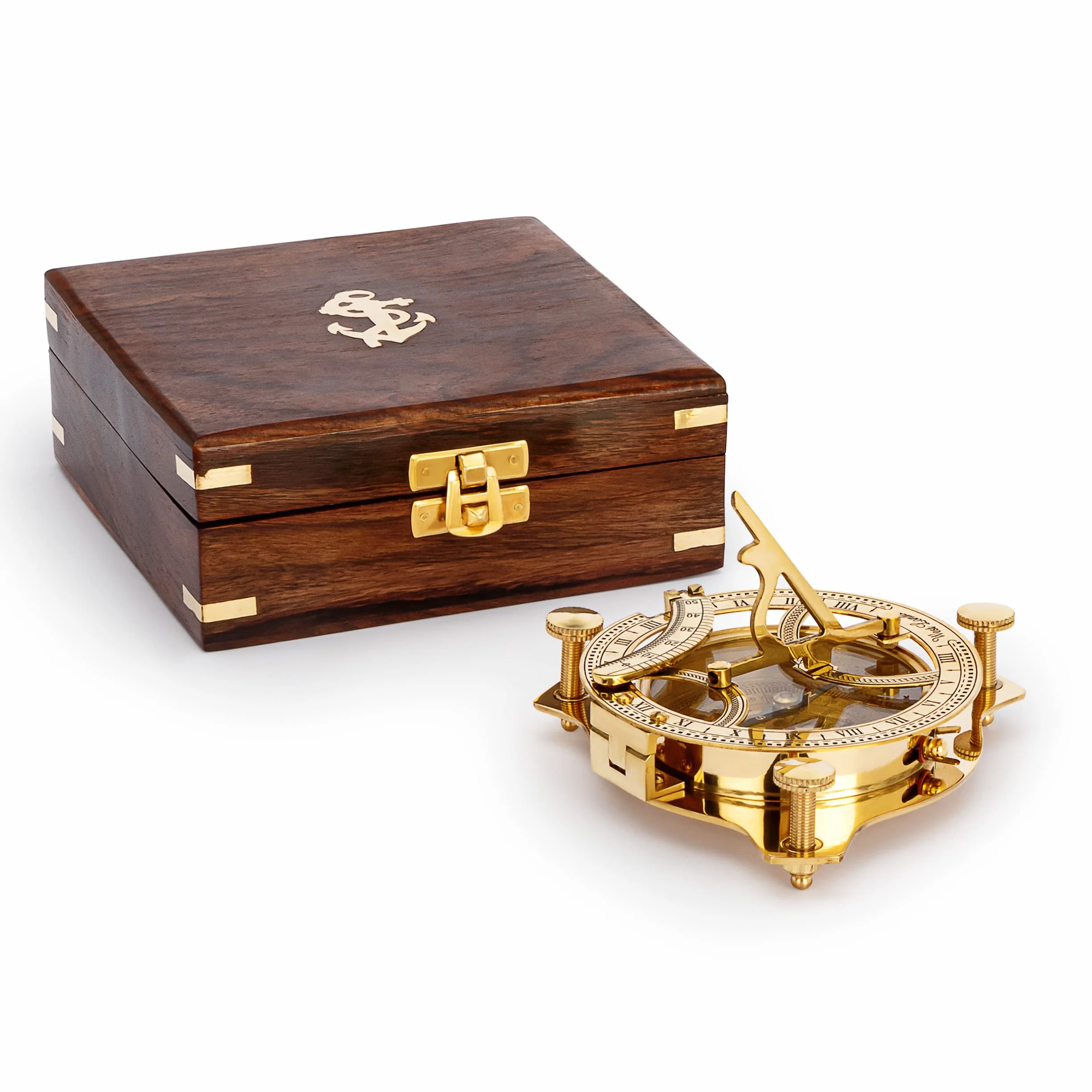 NKlaus Maritim 11684 - Brújula para reloj de sol (11 cm, caja de madera, latón, indicador de dirección)