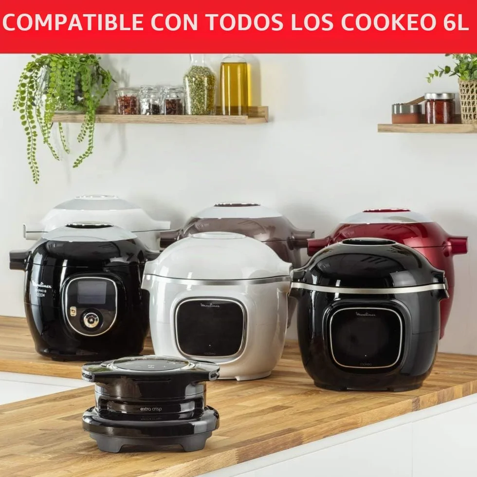 Moulinex Extra Crisp EZ1508 Tapa accesorio para Cookeo, 4 funciones, cocina al grill, fríe con aire, postres, cocina saludable