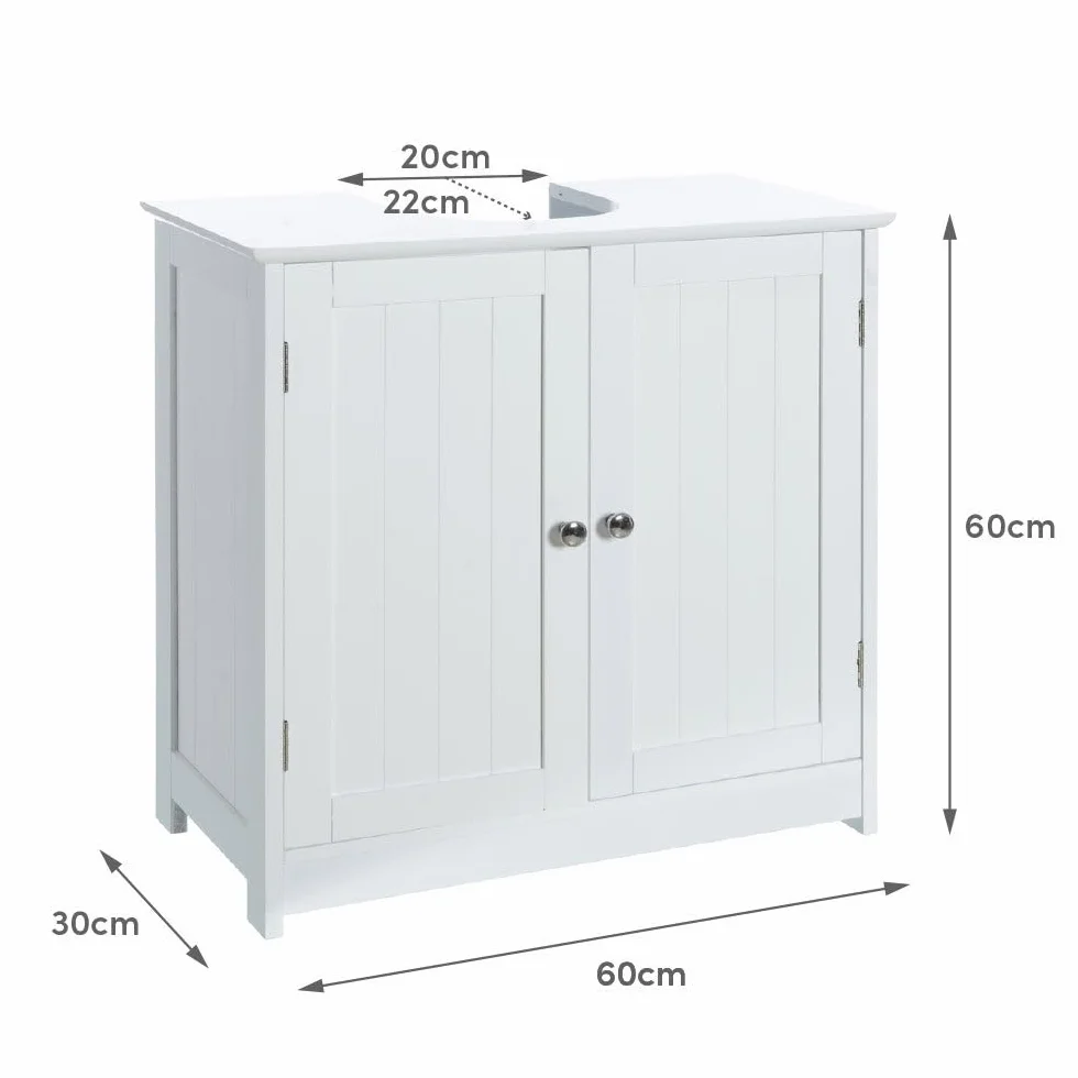 LOLAhome Mueble Bajo Lavabo pie de Madera Blanco, Mueble Baño de 60x30x60 cm