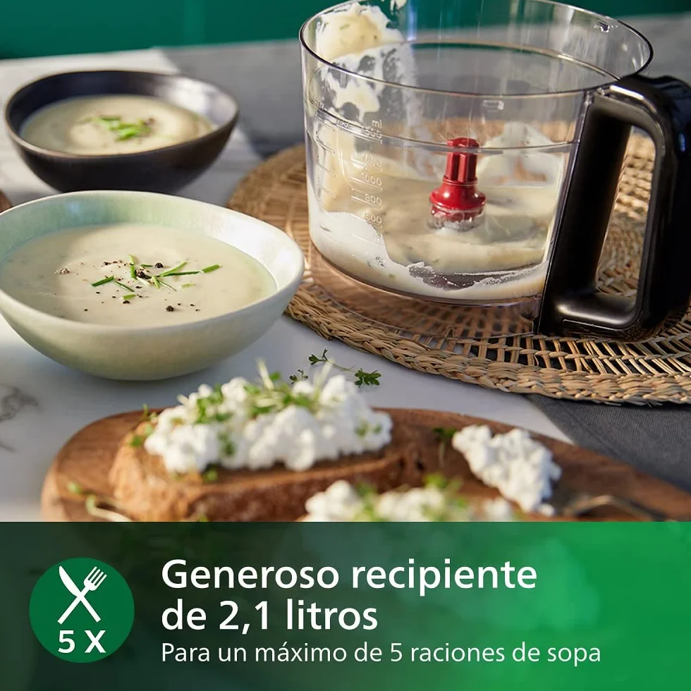 Philips Robot de Cocina Compacto y Licuadora - 850W, 31 Funciones, Jarra 2.1L, PowerChop, Cuchilla de Acero Inoxidable (HR7530/10)