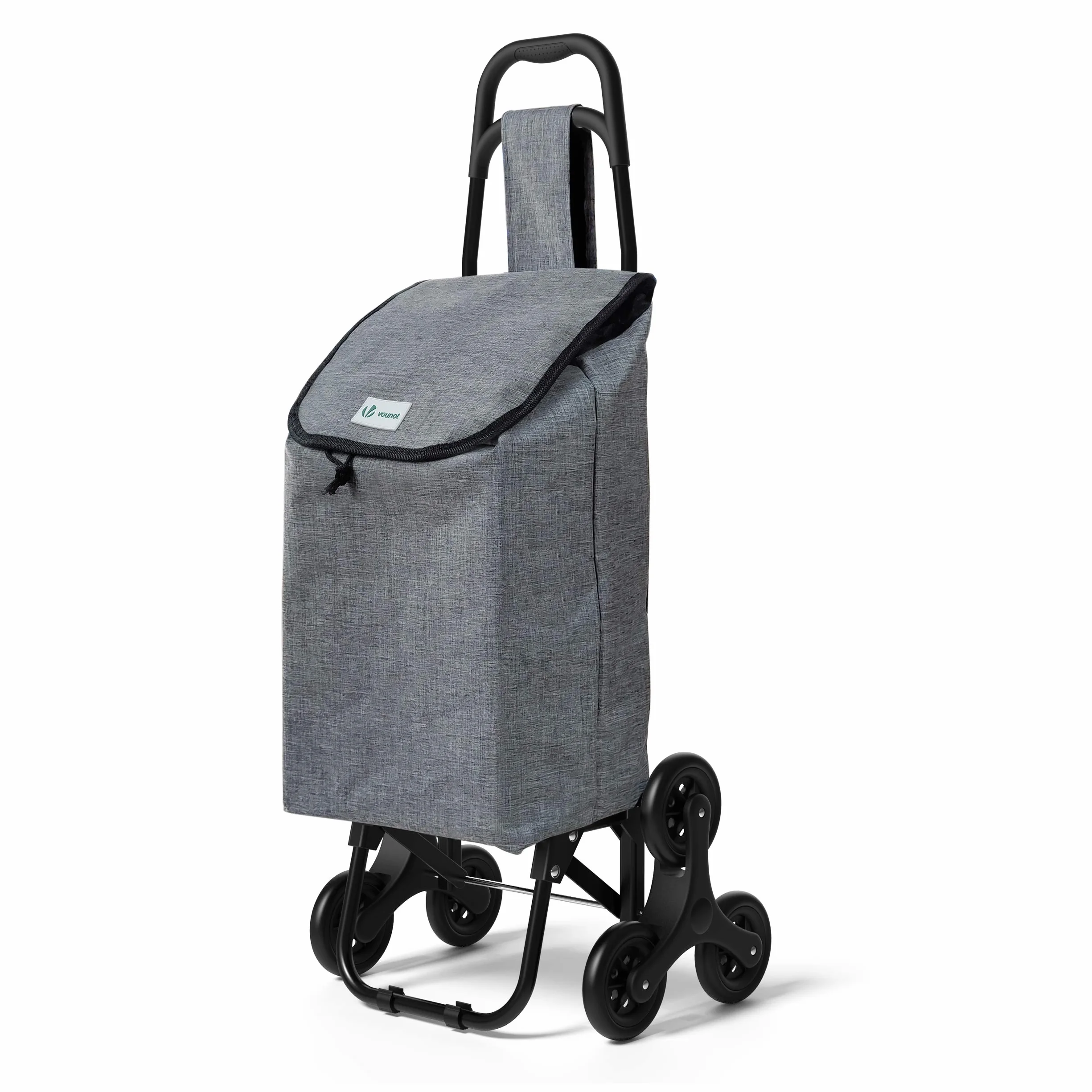 VOUNOT® Carro de la Compra con 6 Ruedas para Subir Escaleras, Carrito de la Compra Plegable, Bolsa Impermeable de 32 L, Gris