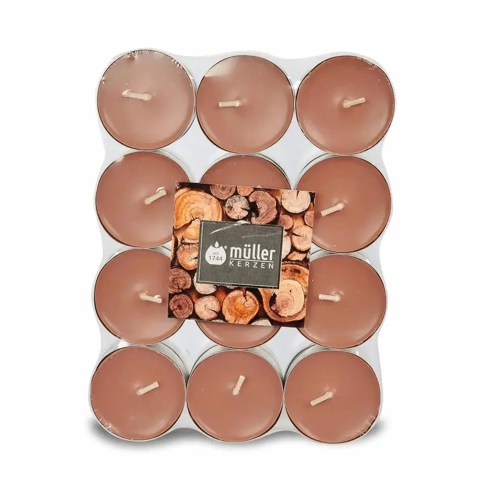 Müller Aromáticas Velas de Té Sándalo 39x15mm 4 Horas Juego 24