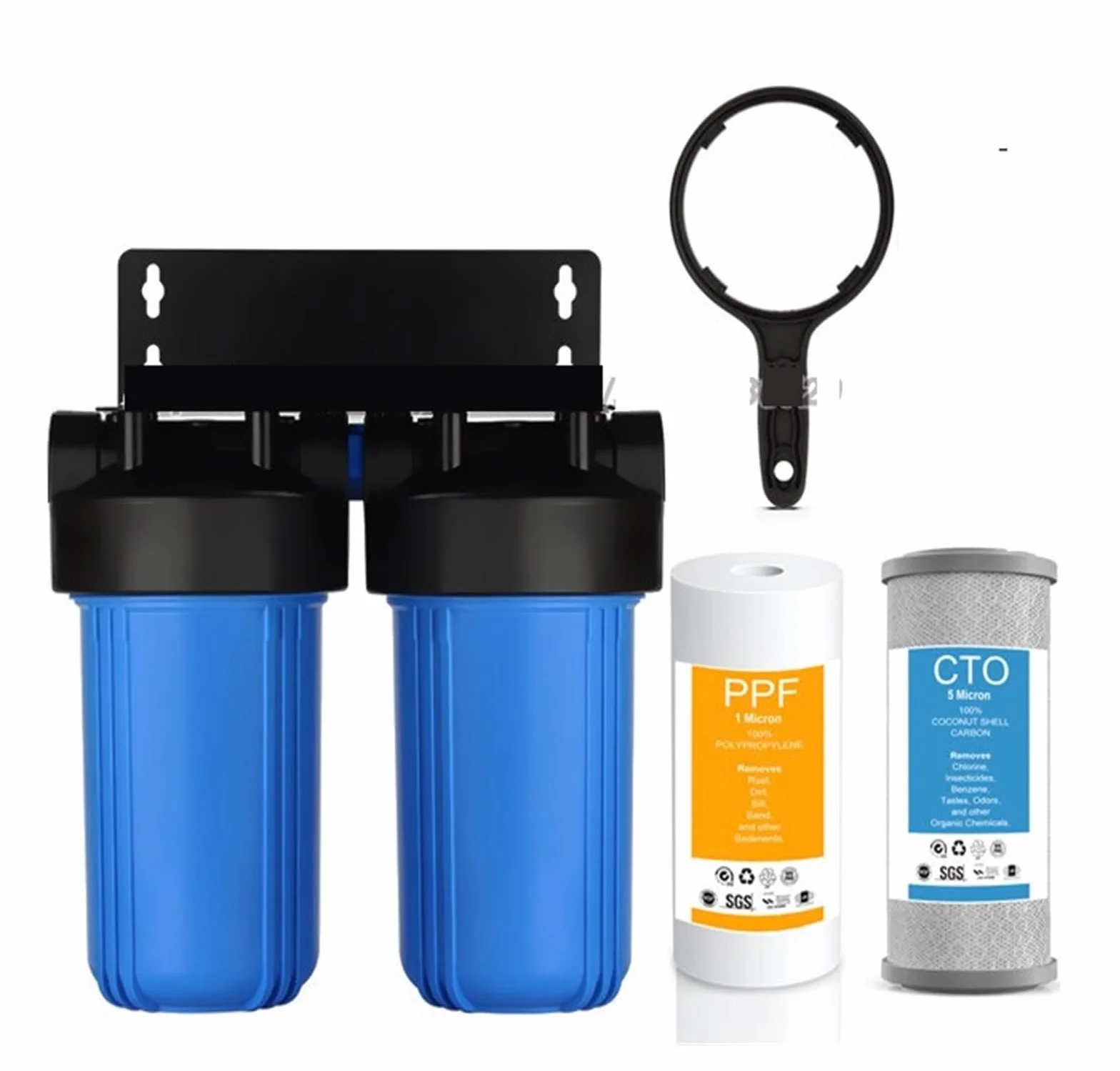 de filtración de agua for toda la casa de 2 etapas, con filtro de sedimentos CTO (cloro, sabor y olor), entrada/salida de 1"(Water Filtration)