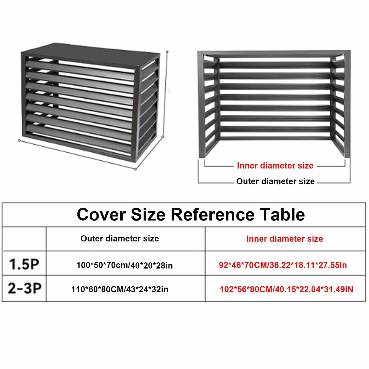 Cubierta de unidad exterior de aluminio antirrobo y protección de bomba de calor, reducción de ruido, resistente a la intemperie, para uso en interiores y exteriores, se adapta a todas las unidades