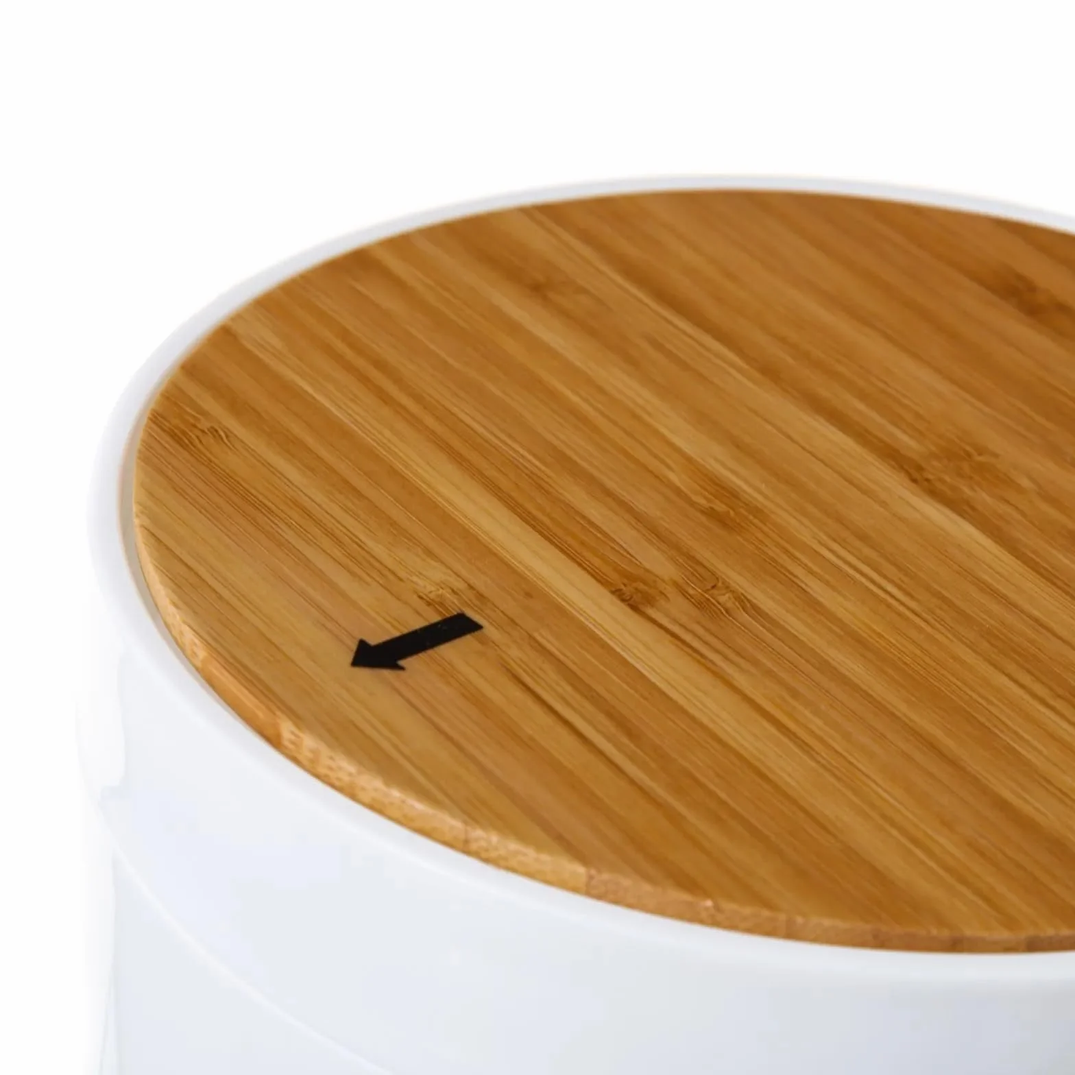 Papelera de Baño 5L Bambú Natural Tapa Basculante Blanca Minimalista