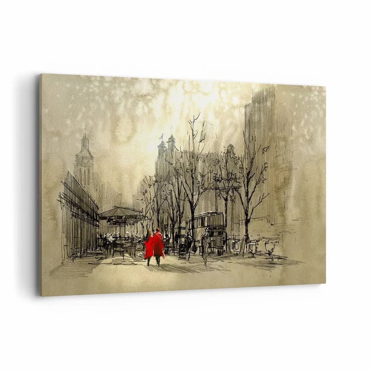 Cuadros Decoracion Salon ciudad mujer amante Lienzos decorativos 120x80cm Cuadro Sobre Lienzo Moderno Dormitorio Cocina Cuadros Pared Imágenes Wall Art Prints Decor Canvas Grande XXL AA120x80-3190