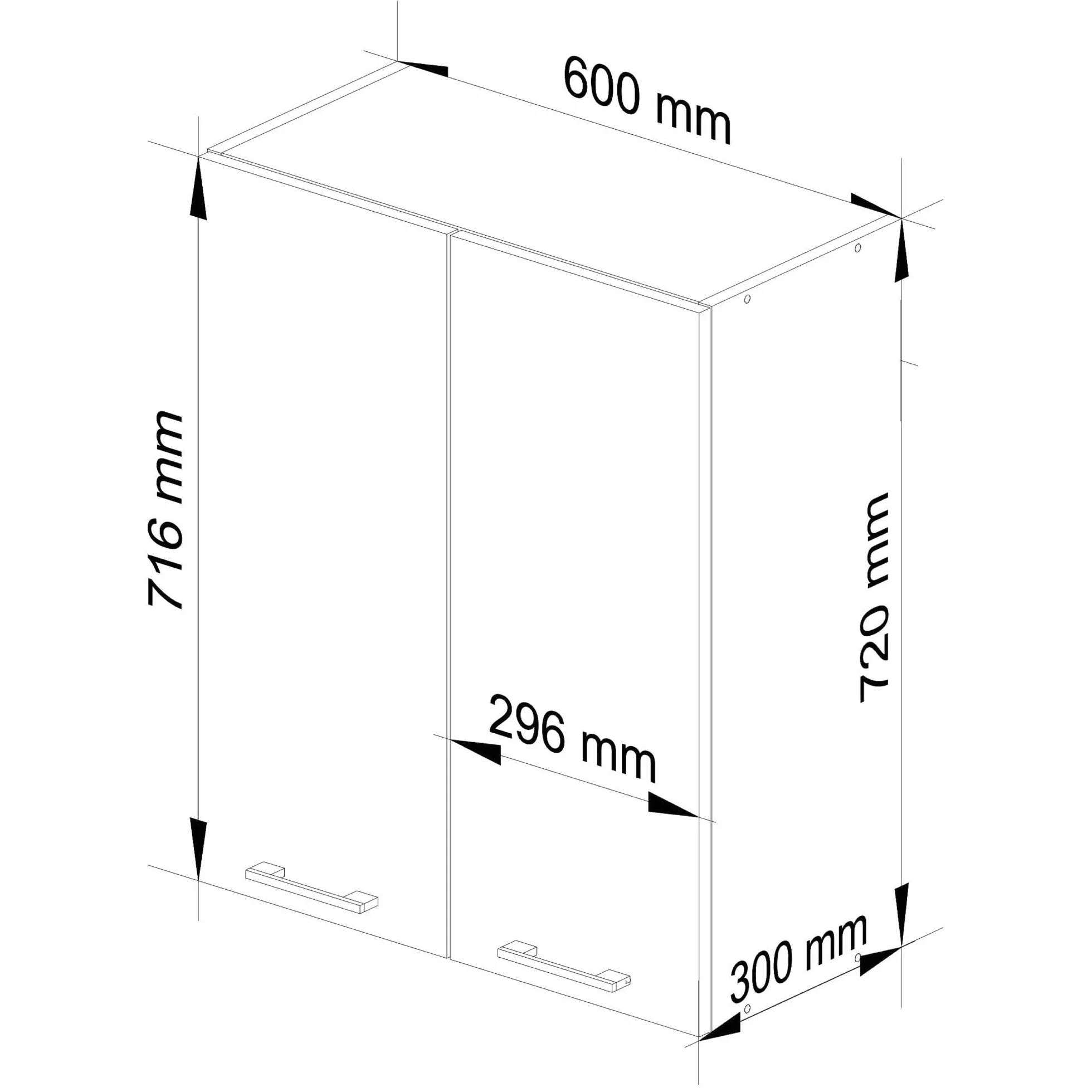 AKORD - Armario de cocina colgante Oliwia W60 | Mueble con 2 puertas y 2 estantes | Armario de almacenamiento | 60x30x72 cm | Blanco | Metallic Brillante