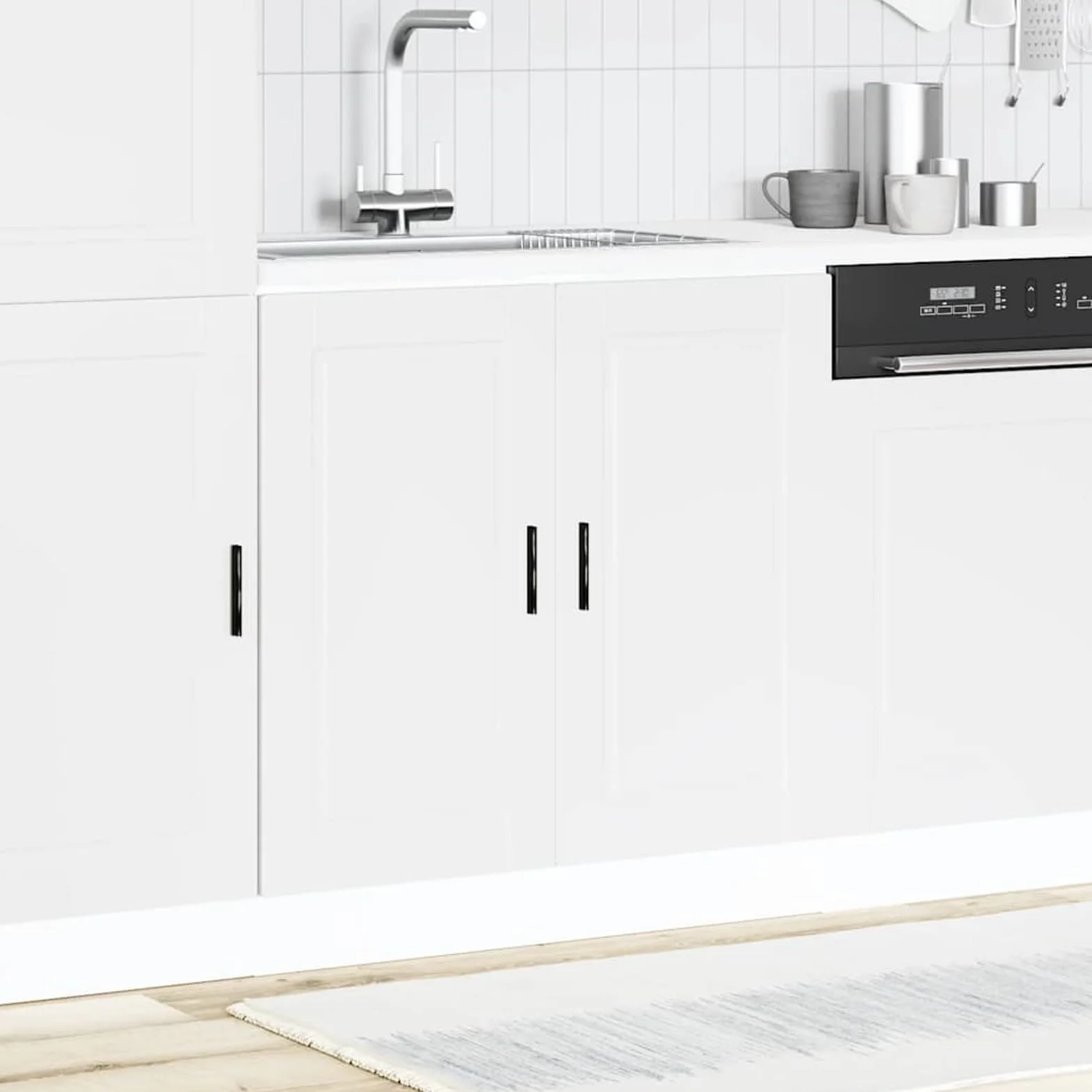 Homgoday Mueble bajo Fregadero Porto Blanco 80x46x81,5cm de Cocina sin Encimera - Madera diseñada para Lavabo