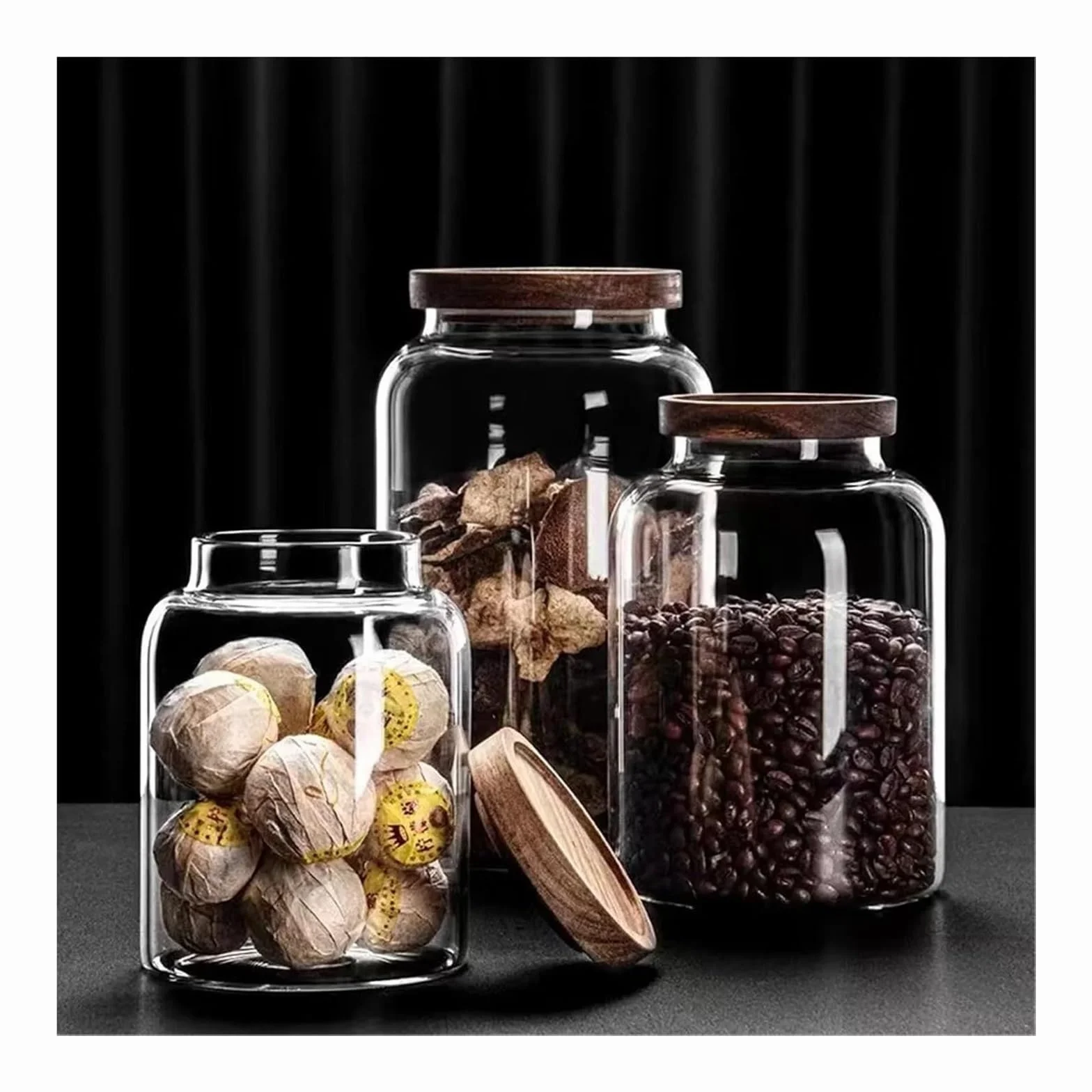 Tarrinas de cristal con tapa, Tarro de Vidrio Transparente con Tapa for Frutas Secas, Nueces, Paquete 2, 1200/2000/3000ml(2000ML)