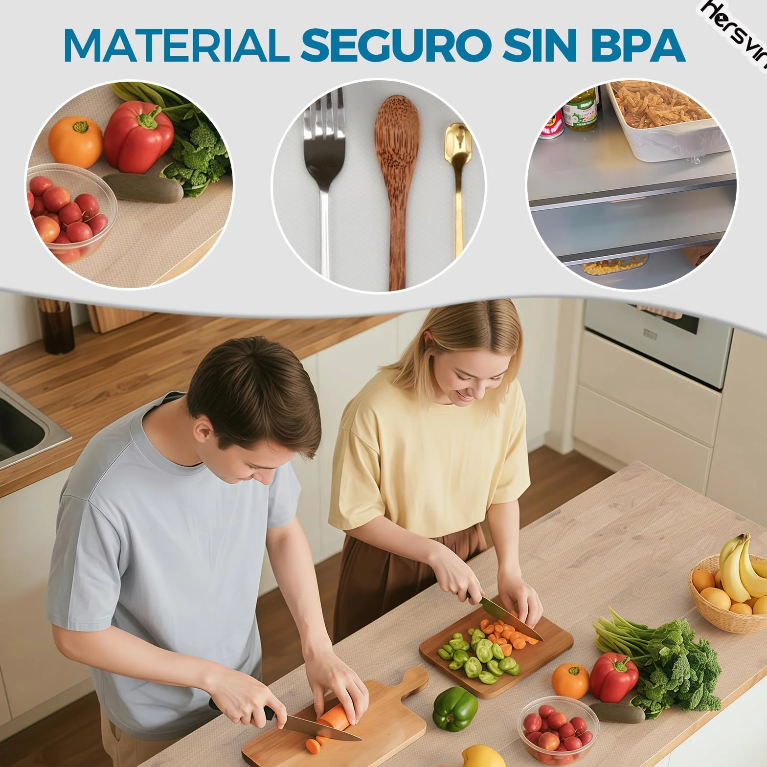 Hersvin Plastico Protector para Cocina Cajones, Alfombras Non Adhesivo EVA Cubre Encimera 50cmx600cm Transparente