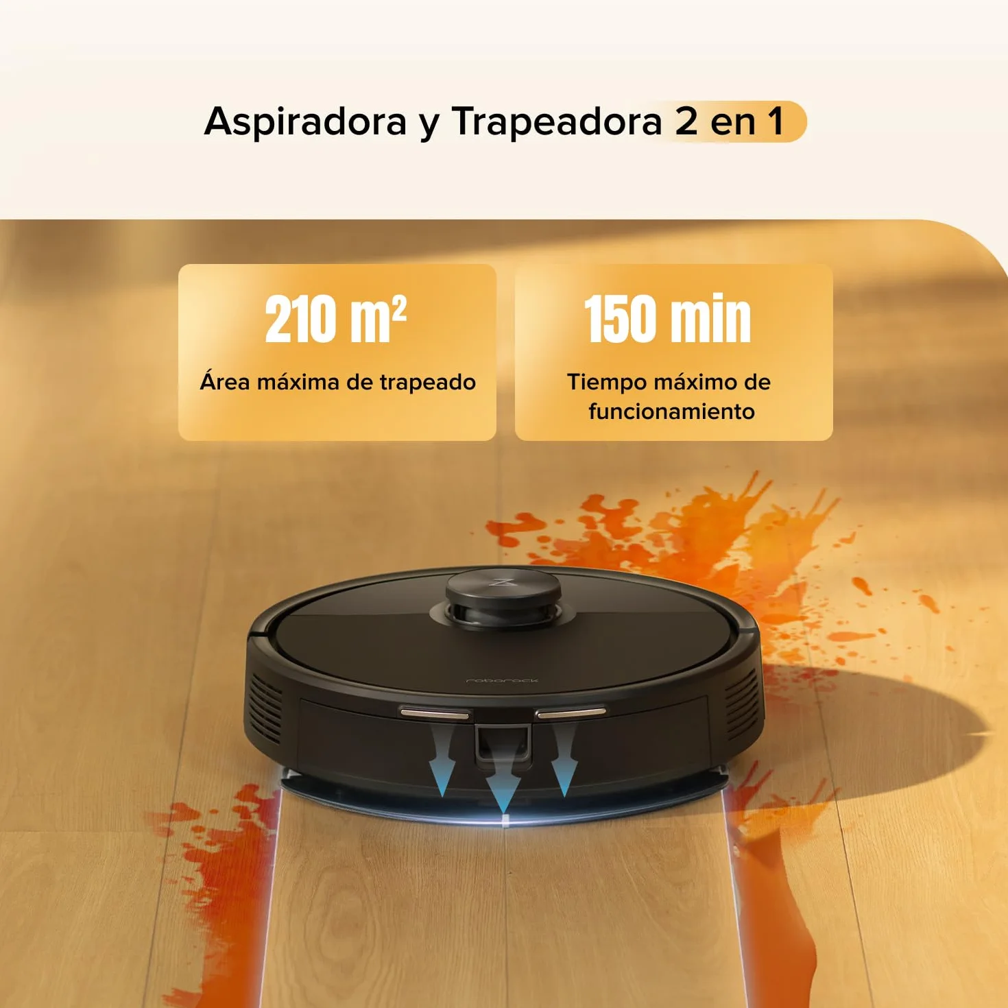 roborock Q7 M5 Robot Aspirador y Fregasuelos 2 en 1 de 10000 Pa, Robot Vacuum con Doble Sistema Antienredos, Navegación PreciSense LiDAR, Controlado por App y Comando por Voz (Negro Set)