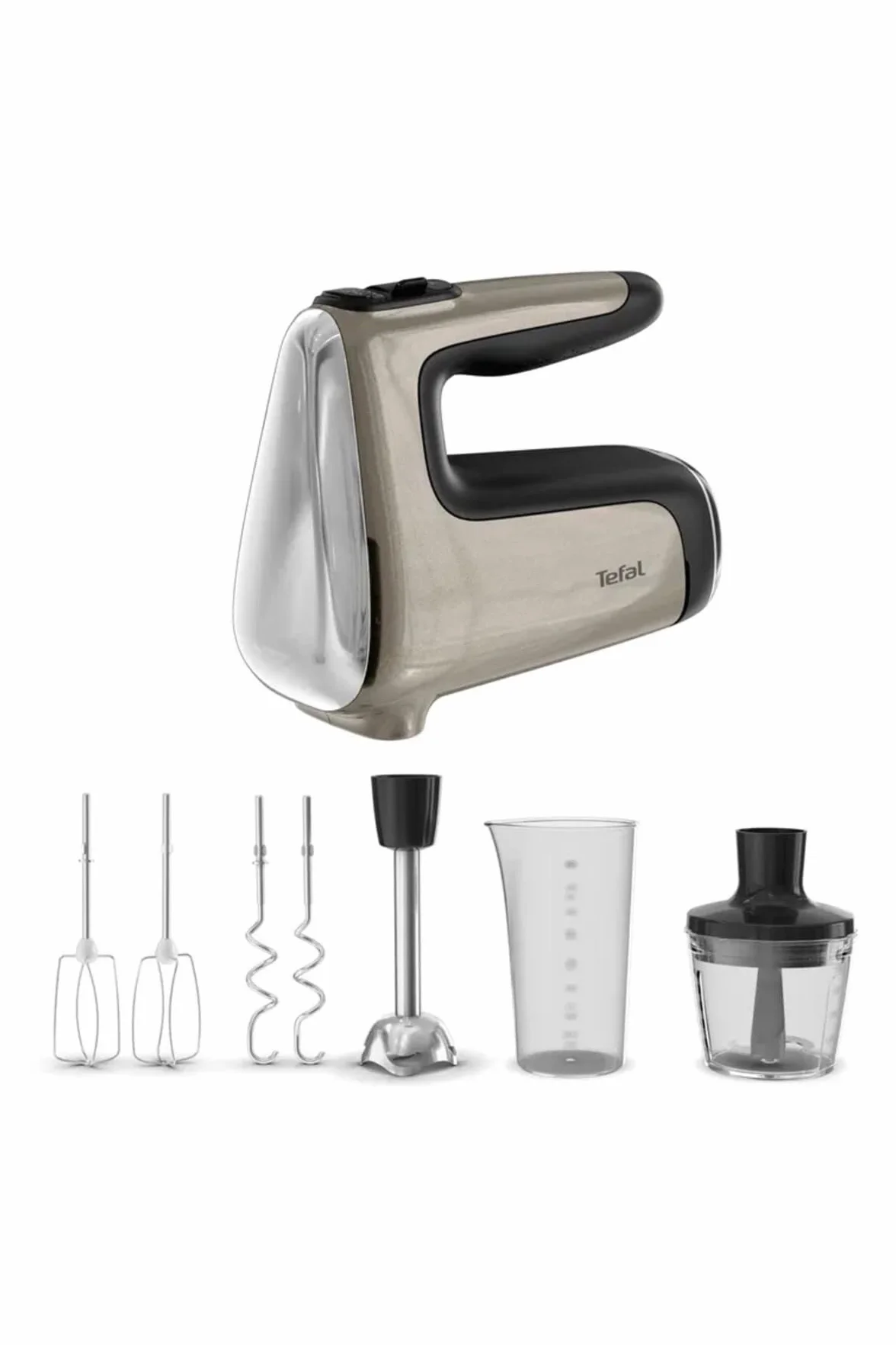 Tefal Powermix Silence HT663AF0 - Batidora de mano 4 en 1, 2 batidoras, 2 batidoras, batidora de mano, motor silencioso, mango antideslizante suave al tacto, niveles de velocidad con función turbo