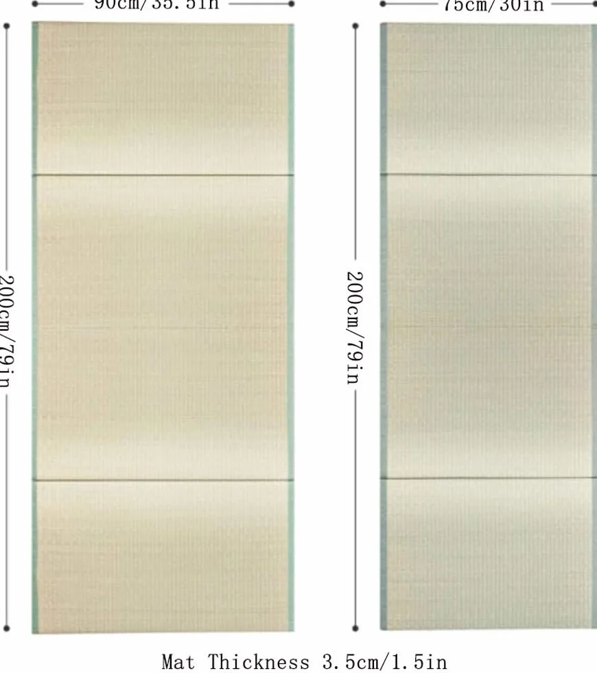Estera De Tatami Tradicional Japonesa - Colchón De Futón Firme Y Cómodo De 4 Pliegues Hierba Verde Natural - Ideal para Meditación Yoga Sala Zen Salón De Té Japonés(Size:90x200x3.5cm)