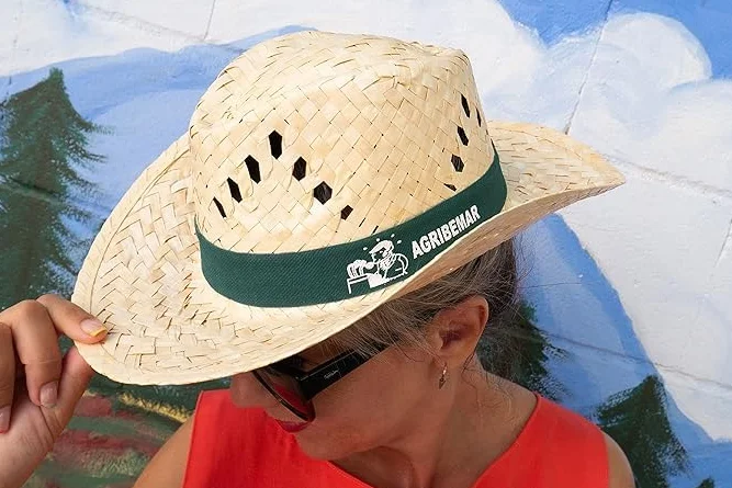 Gorros Personalizados Para Eventos - PACK 10 Sombreros con Tu Imagen o Frase - Sombreros de Paja Para Mujer y Hombre - Cinta de color a elegir - Natur