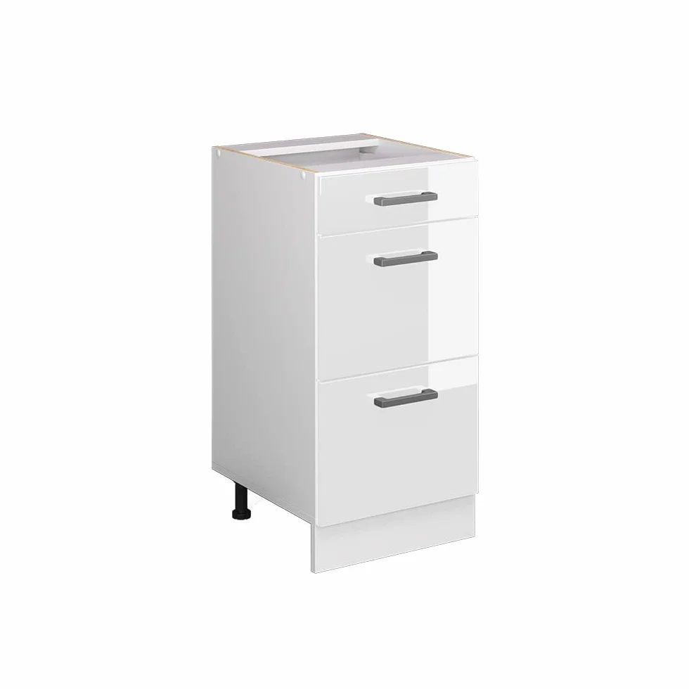 Vicco Mueble bajo de Cocina R-Line, Blanco Alto Brillo, 40 cm con cajones, sin encimera, para combinación Libre Dentro de Sistemas de Cocina modulares