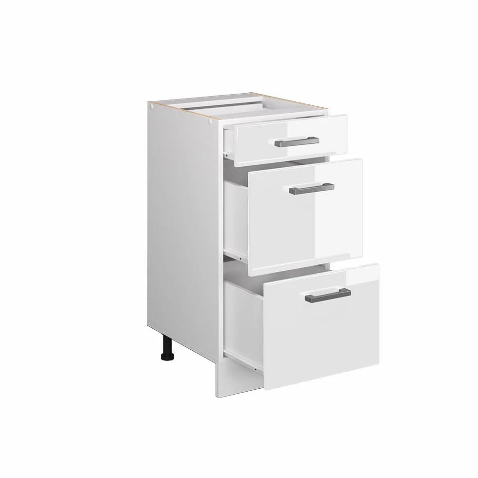 Vicco Mueble bajo de Cocina R-Line, Blanco Alto Brillo, 40 cm con cajones, sin encimera, para combinación Libre Dentro de Sistemas de Cocina modulares