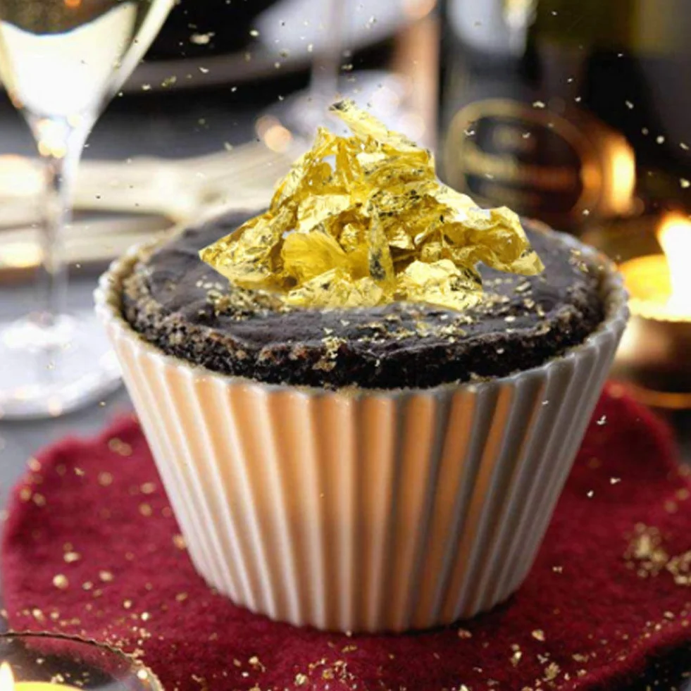 Copos de Lámina de Oro Comestible Multifunción, 2 Botellas para Cocinar y Decoración