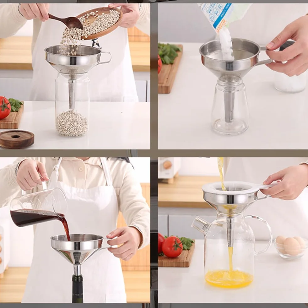 Embudo de Cocina de Acero Inoxidable 4.4 Pulgada con Asa para Llenar Botellas