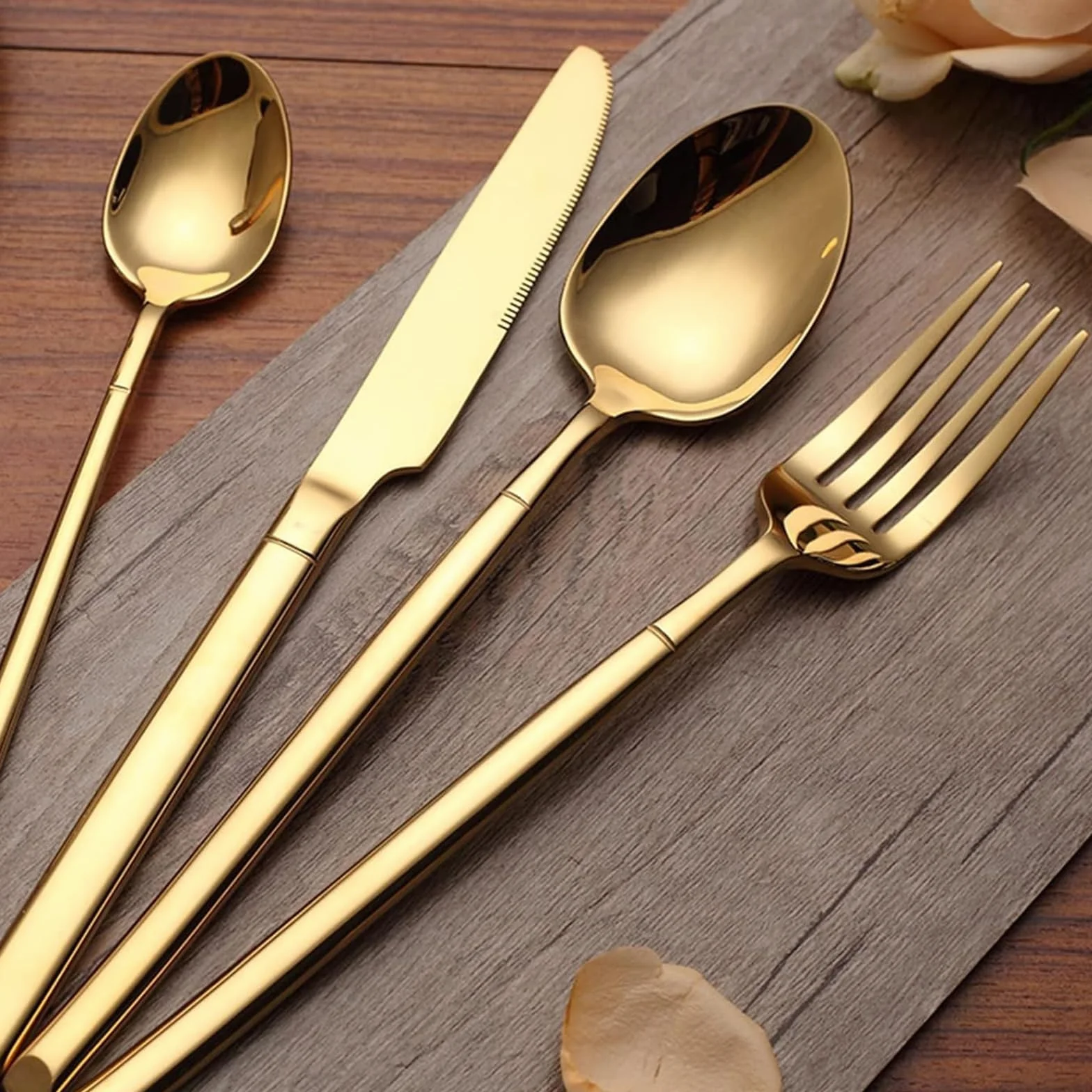 Juego de cubiertos de acero inoxidable, elegante cubertería para comedor, incluye 24 piezas, perfecto para el hogar y fiestas