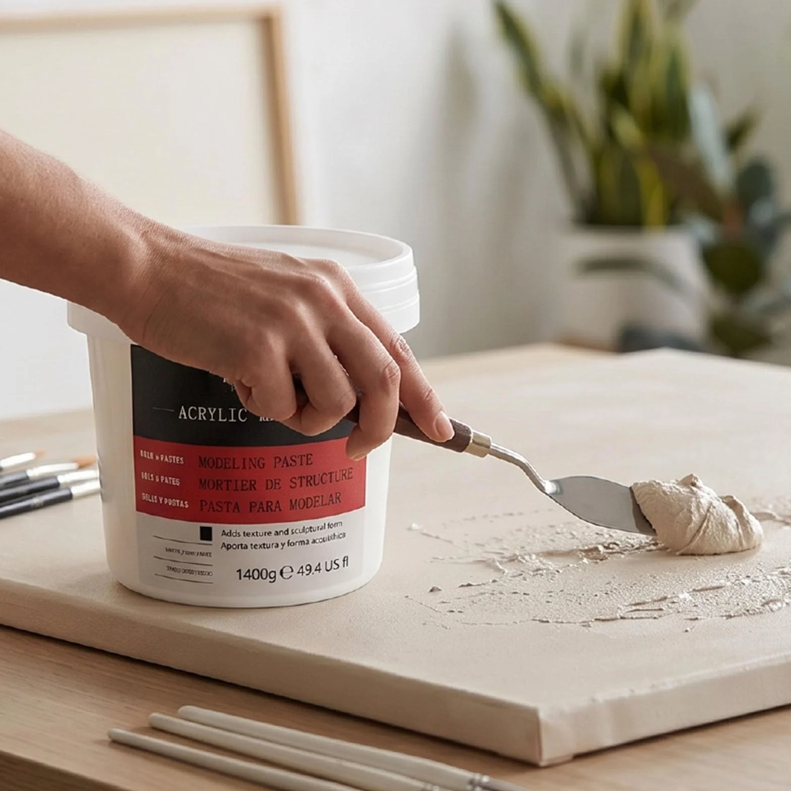 Tangxi Pasta de Modelado de 1400g de Secado Rápido, Pasta de Textura Multifuncional para Manualidades de Madera Artísticas en Lienzo