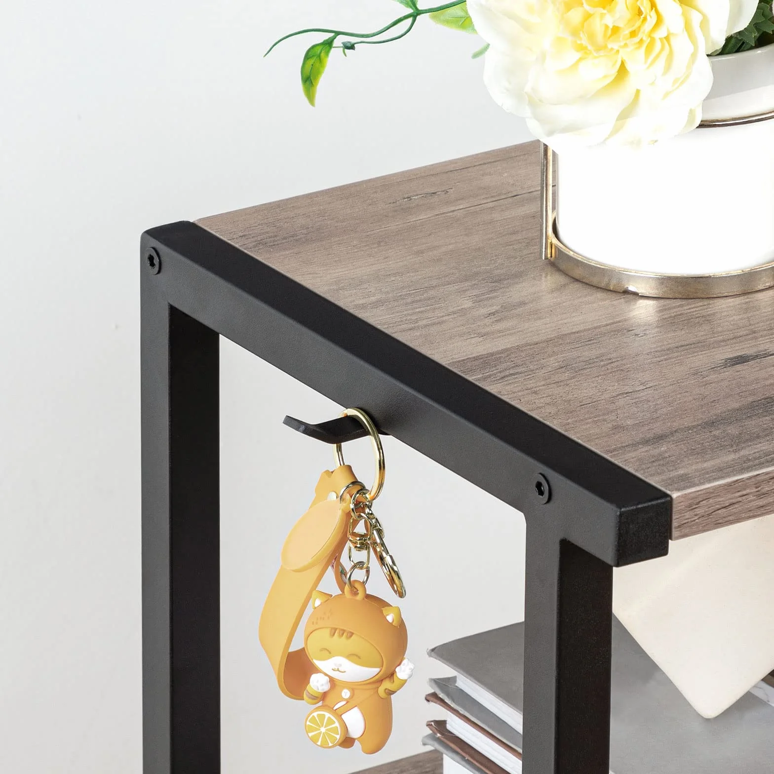 HOOBRO Soporte para Impresora, Carro de Impresora de Escritorio de 3 Estantes, con Pies Ajustables y Ruedas Bloqueables, para Oficina, Salón, Cocina, Estilo Industrial, Greige y Negro EBG28PS01N1