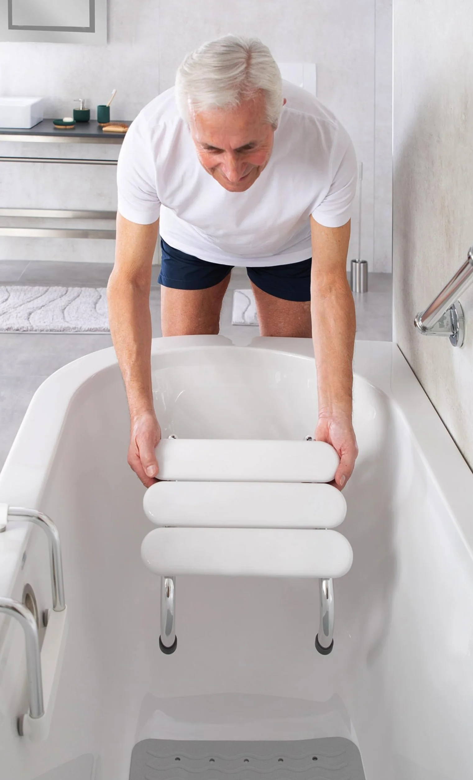RIDDER Taburete para bañera, color blanco