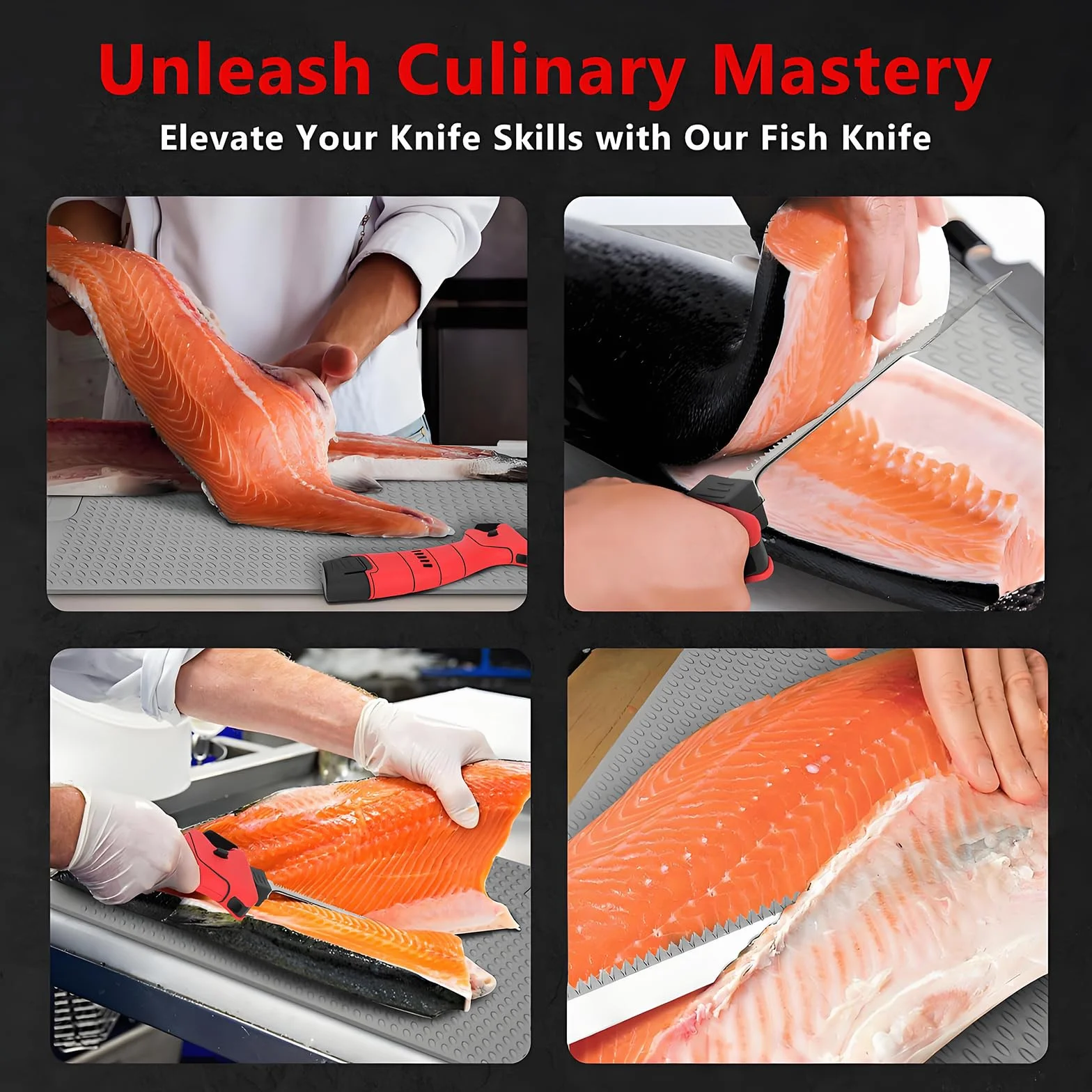 Cuchillo De Filete Eléctrico para Pescado, Cuchillo De Fileteado De Pescado Inalámbrico con 4 Cuchillos De Filete Recíprocos Antiadherentes De Nitruro De Titanio SS