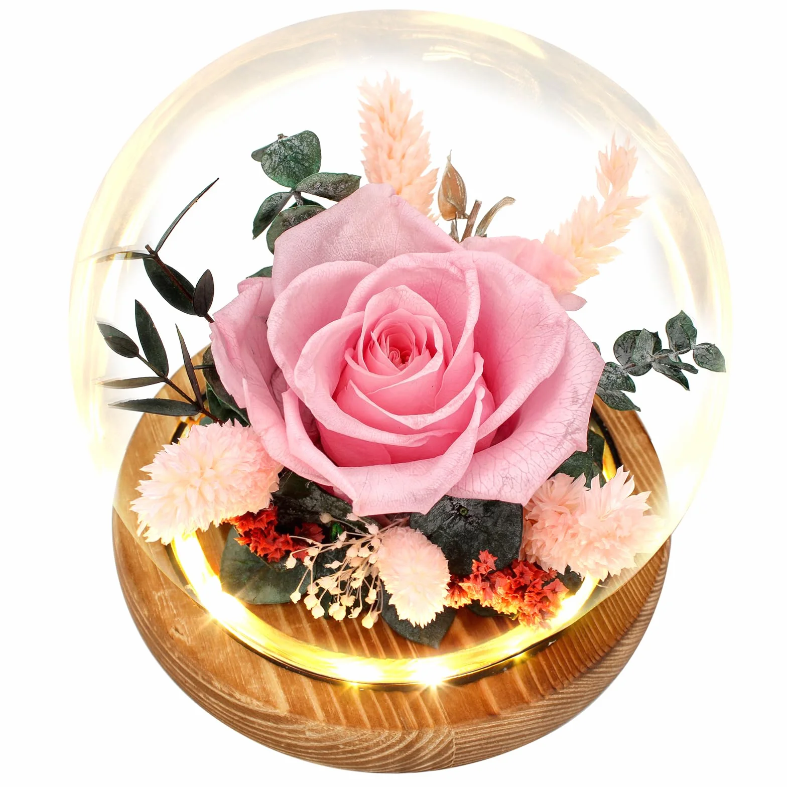 Regalo Flor Regalos de flores preservadas para mujeres, rosas preservadas rosas en cúpula de cristal, arreglos florales de rosas reales, flores para siempre para mamá, regalos de cumpleaños para