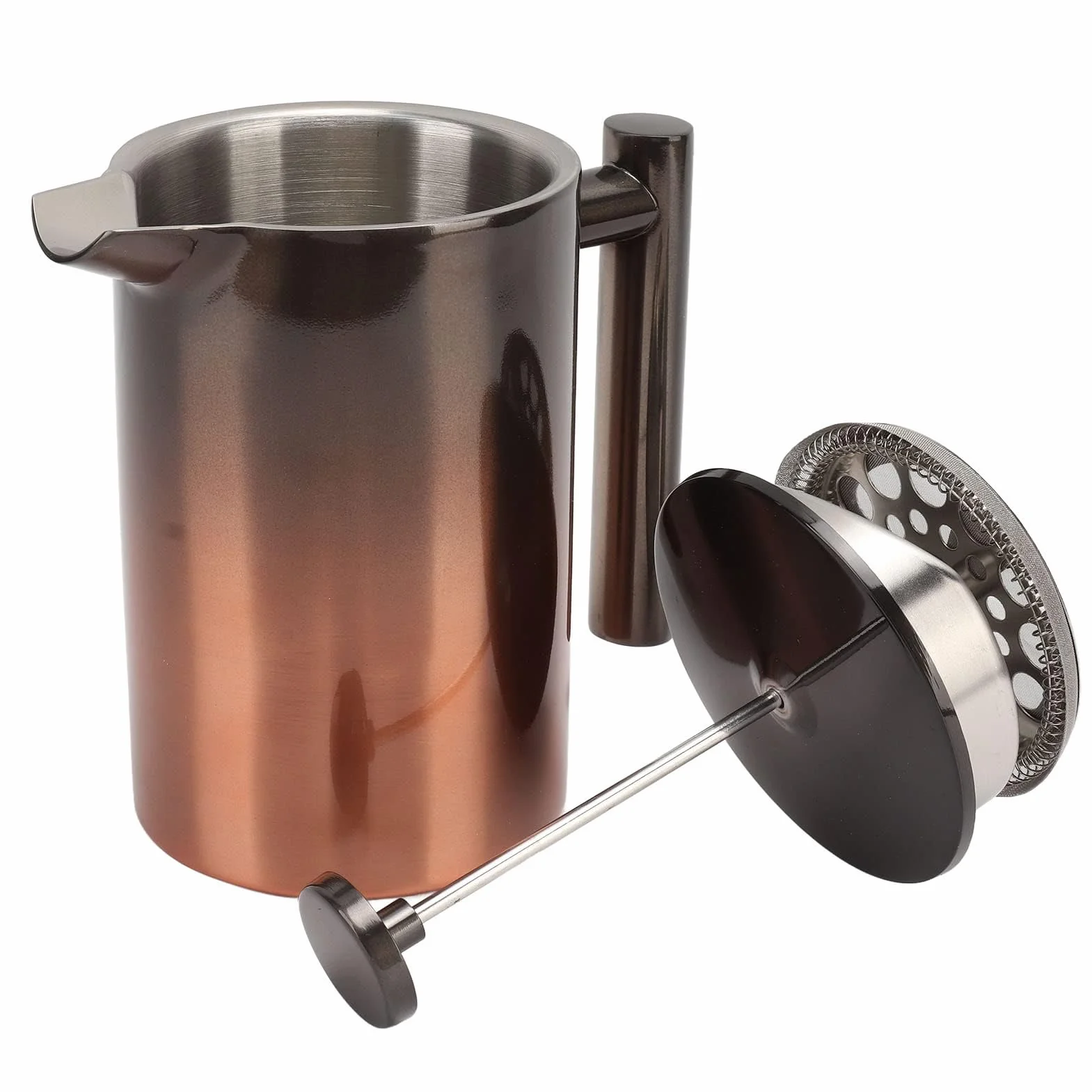Cafetera De Prensa Francesa Con Filtro Rampa Degradada De Acero Inoxidable 304 De Doble Capa, Prensa De Café De Acero Inoxidable Portátil Y Duradera Para El Hogar Y Los Viajes(800ML)
