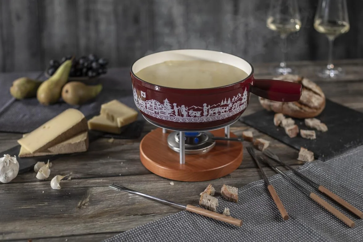 KUHN RIKON 32276 D&S Vertriebs-Fondue de Queso (Hierro Fundido, 24 cm), Color Rojo