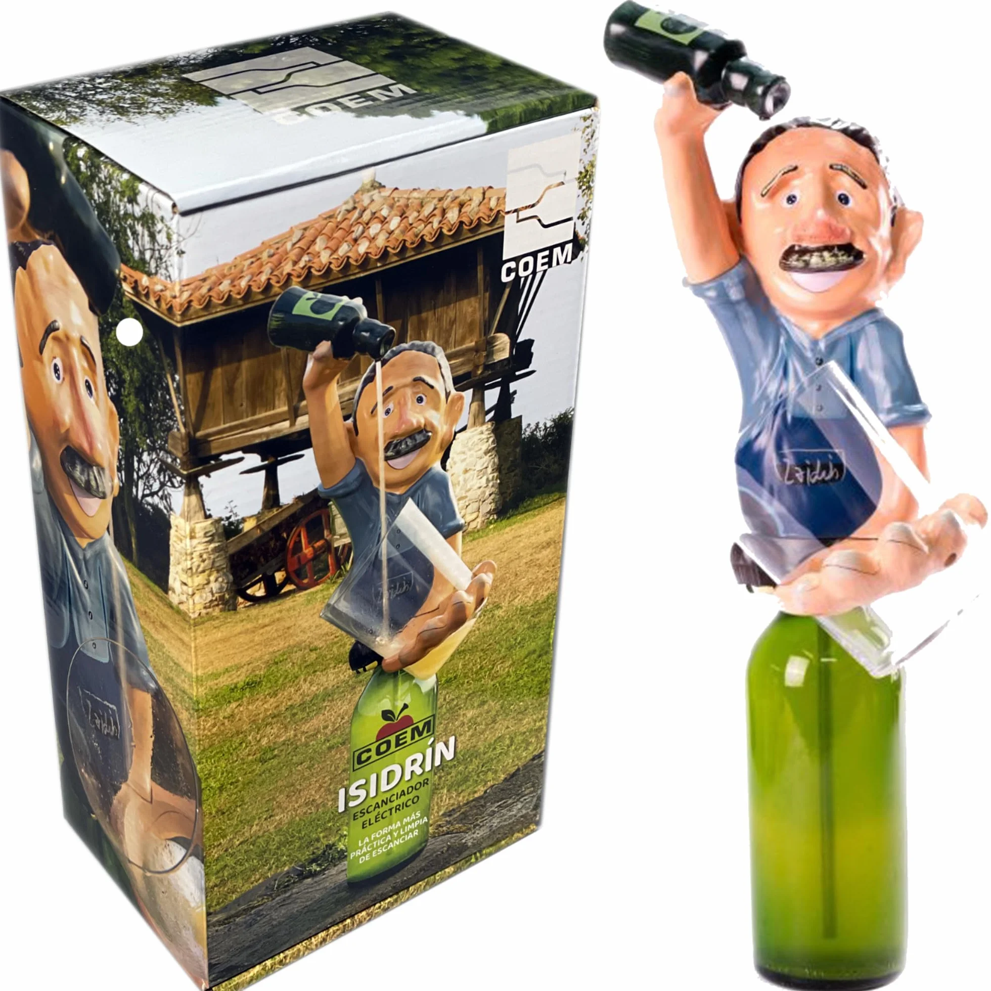 Escanciador de Sidra Electrico - Regalos Originales para Hombre - Echador de Sidra con bateria para Disfrutar un Culín de Sidra Fresco y Burbujeante - Dosificador Sidra (Isidrin)