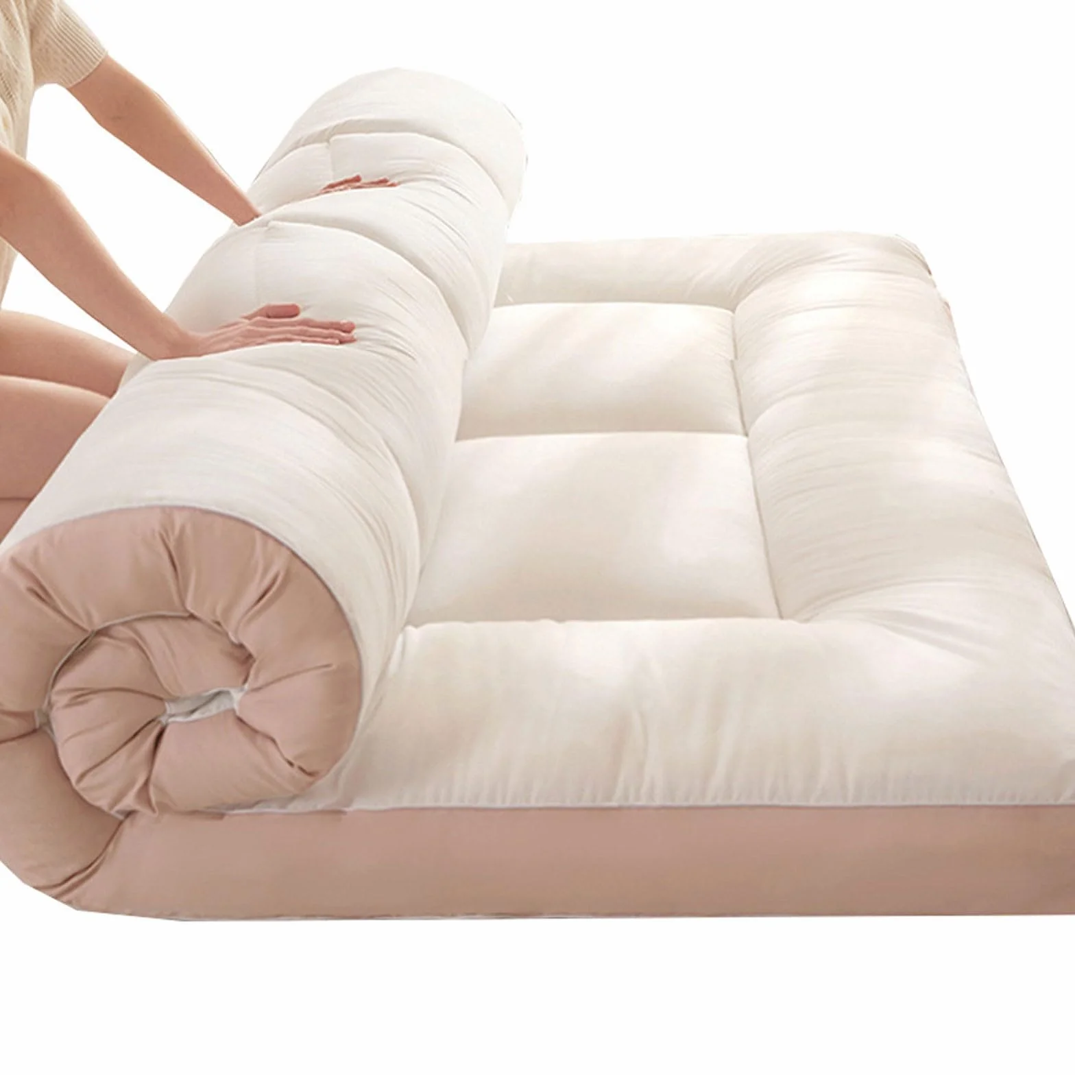 Colchón de Suelo Japonés Colchón de Futón Tapizado Colchoneta Plegable Individual Enrollable para Dormir Colchoneta para Dormir en el suelo para Dormitorios de Estudiantes, 10cm Tatami de Piso(Col