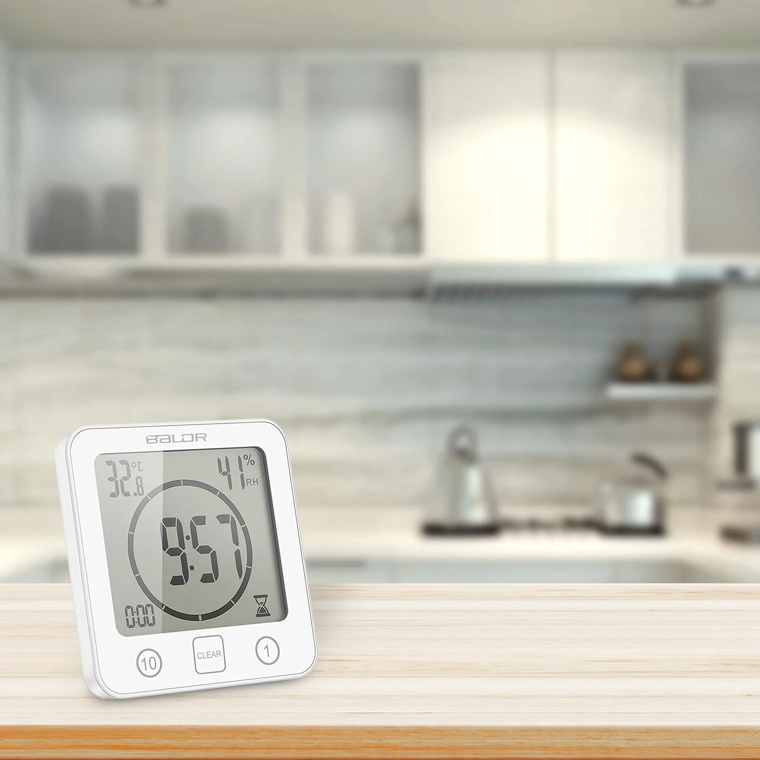 Reloj de pared digital para ducha con alarma pantalla temperatura humedad cuenta regresiva LCD grande