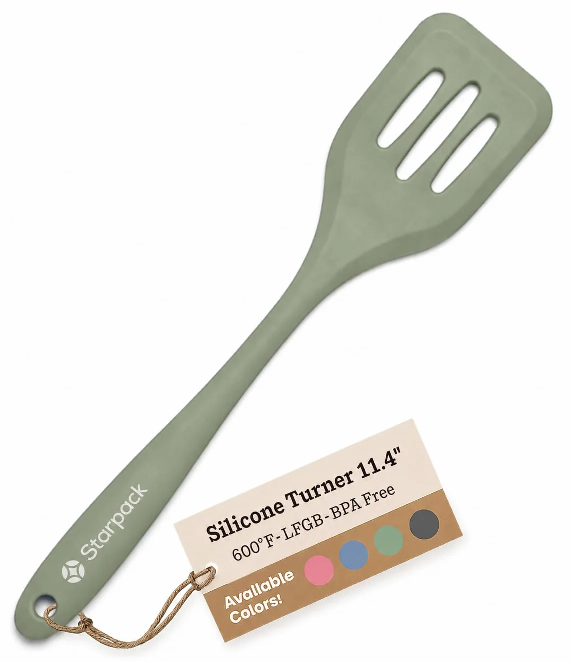 Starpack - Espátula giratoria de silicona de alta calidad, espátula ranurada de 29 cm, espátula ranurada de silicona resistente al calor hasta 315.6 °C para cocinar, espátula de goma antiadherente de