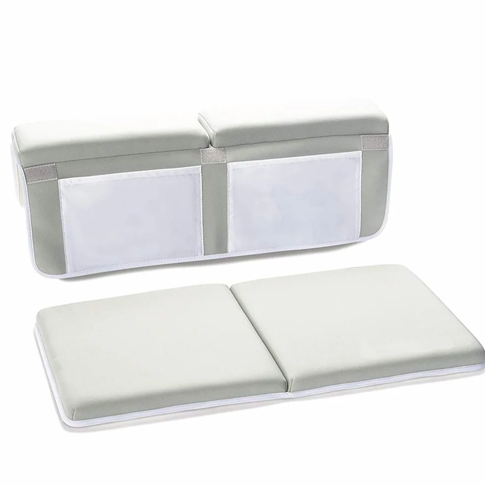 Almohadilla Antideslizante para Bañera con Bolsillos Organizadores y Ventosas Resistentes Cojín Plegable para Rodillas de Padres Baño Protección Cómoda y Segura Gris