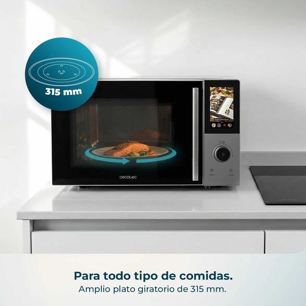 Cecotec Microondas Digital Táctil Convección y Grill 28L 900W 1200W 2200W 8 Programas