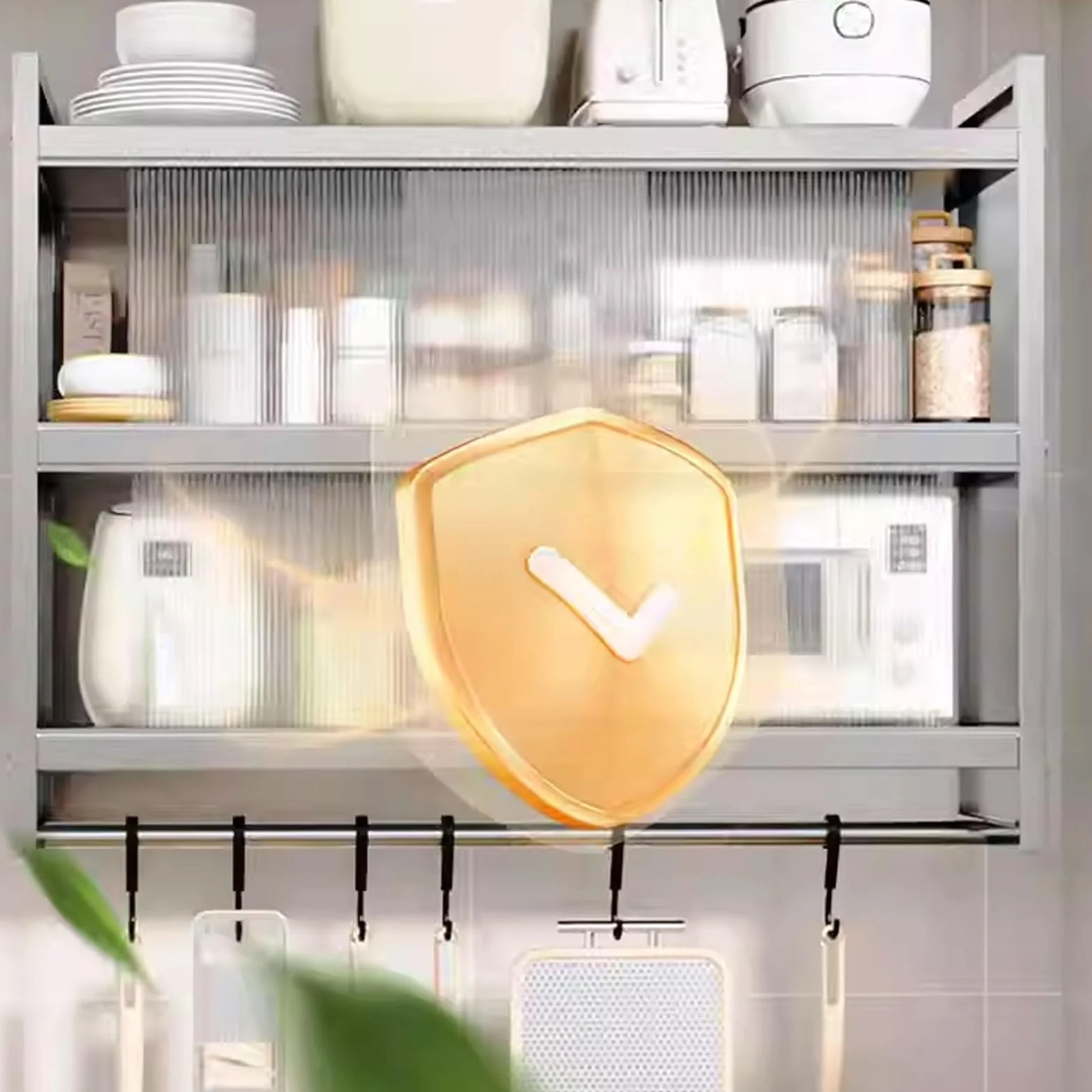 Armario de Pared Colgante de Acero Inoxidable para Cocina Baño Garaje con Puerta Corredera Semitransparente Barra para Colgar Varios Tamaños Disponibles(120 * 32 * 71cm)