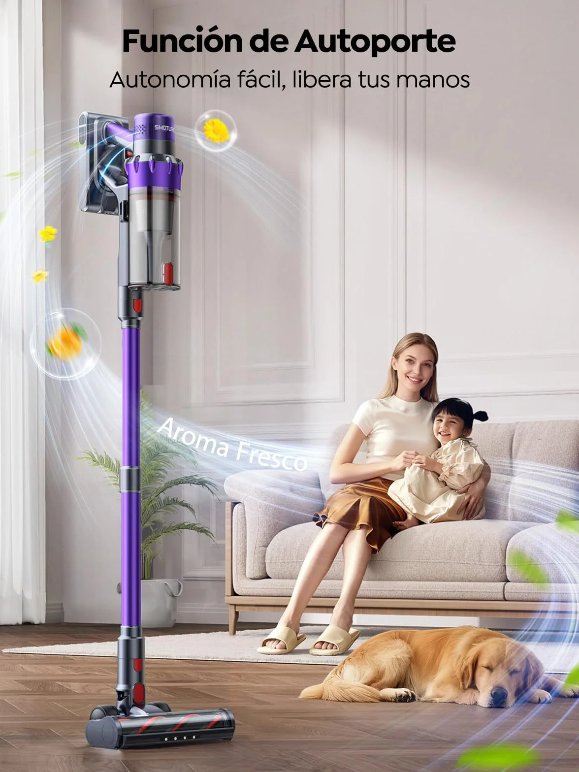 Mejorada VAC02 Aspiradora sin Cable Vertical 50KPA 600W 65Min ECO Cepillo Anti-Enredo Luz Verde