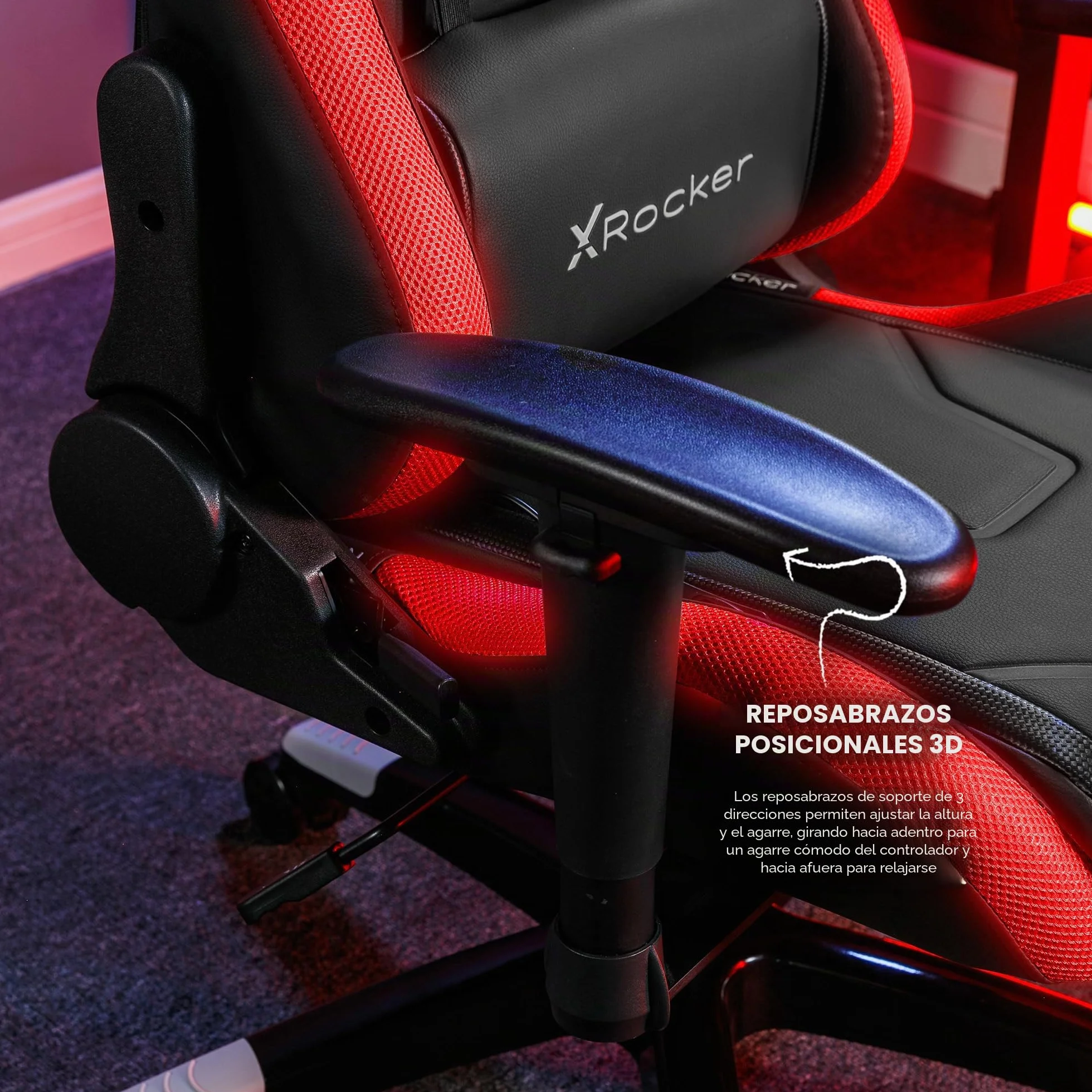 X-Rocker Agility RGB - Silla de computadora de carreras con luces para niños y jóvenes, silla de oficina giratoria ergonómica con respaldo alto, reposacabezas y cojín de apoyo lumbar, altura ajustable