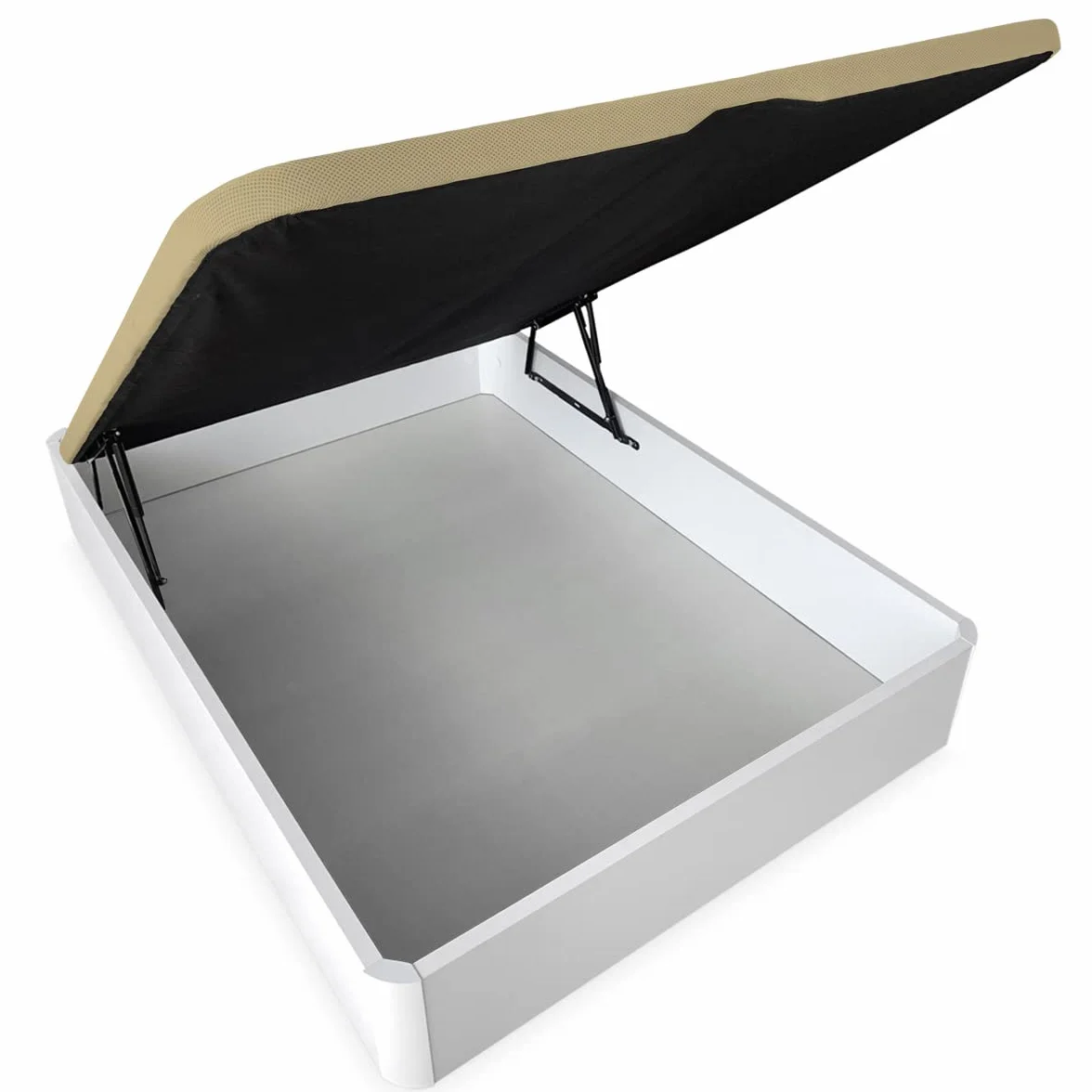 Somnia Descanso - Canapé Abatible Extra Reforzado Gran Capacidad con Tapa Transpirable, Esquinas Redondeadas, 135 x 190, Blanco