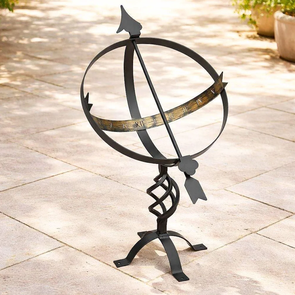 DanDiBo Reloj de sol negro hecho de metal herrero resistente a la intemperie 72 cm decoración de jardín