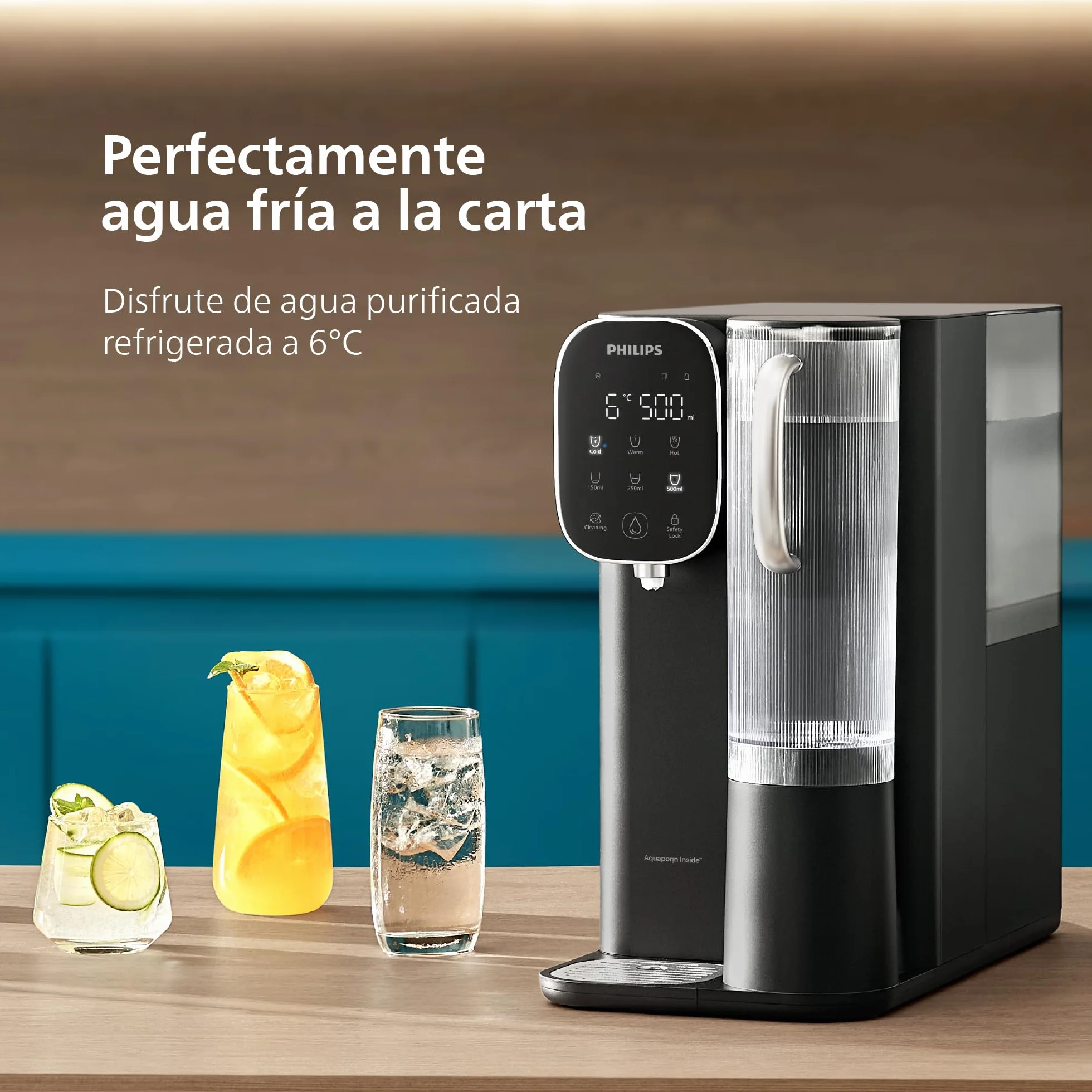Philips Water Dispensador de Ósmosis Inversa 6500: Agua fría y Caliente purificada al Instante, filtración RO 5 en 1 Reduce >110 contaminantes, relación 3:1, UV-C, sin instalación, 2000 L.