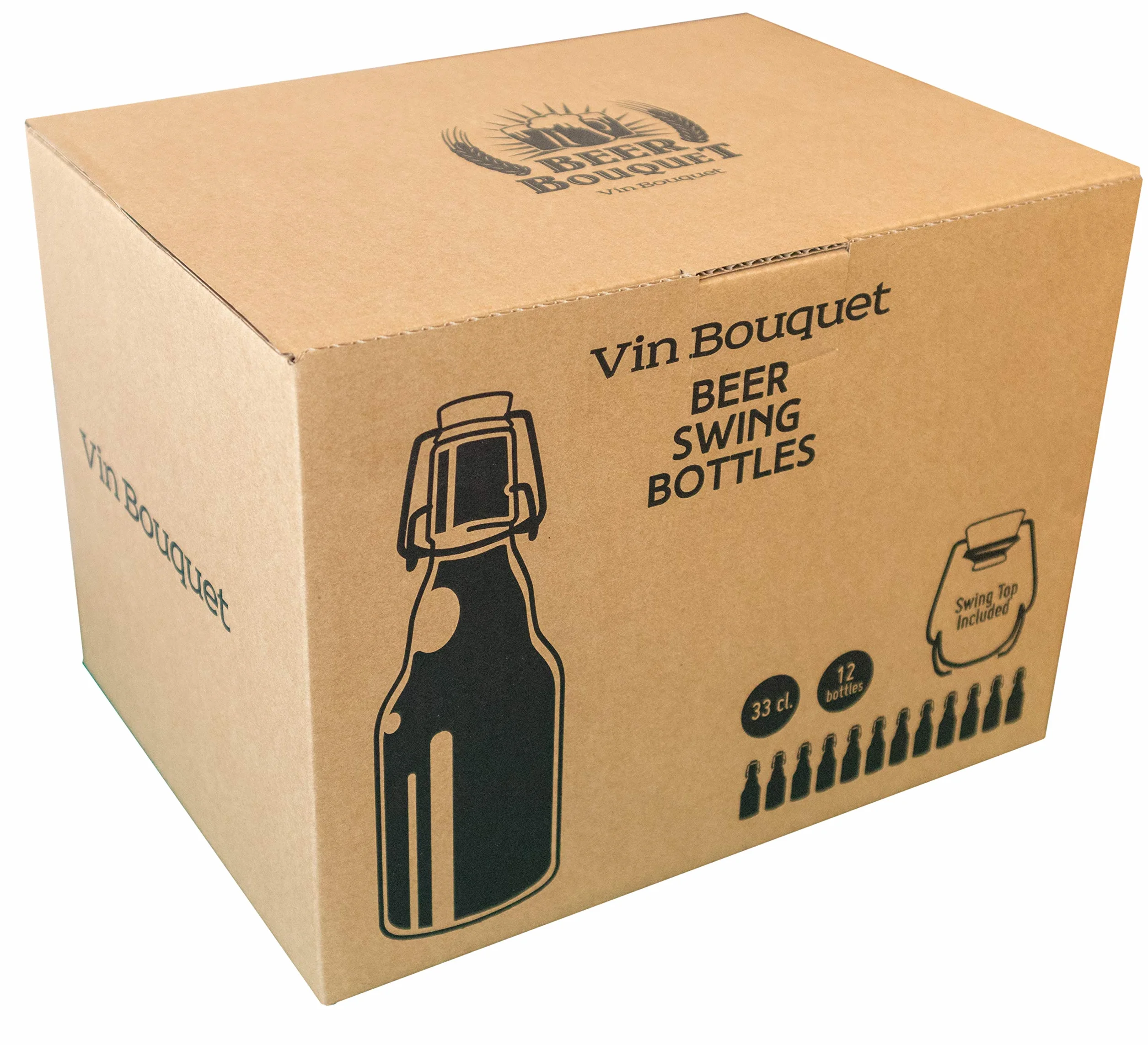 Vin Bouquet FIH 164 - Botellas swing para cerveza artesanal, 12 botellas para cerveza casera, regalo ideal para los amantes de la cerveza