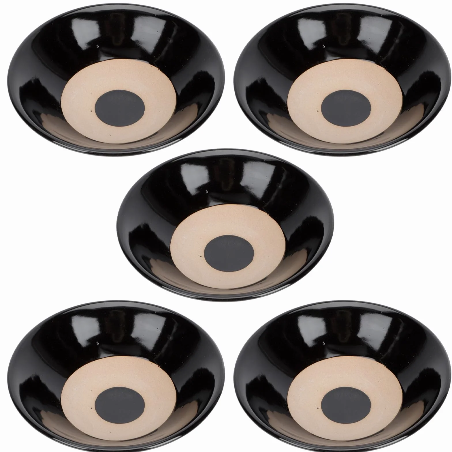Tazones de Barro Vintage 5 Piezas, Cuencos para Condimentos y Sopa, Tamaño 3 Onzas, Color Negro Mate, Aptos para Mesa y Uso Doméstico en Cocina y Restaurante